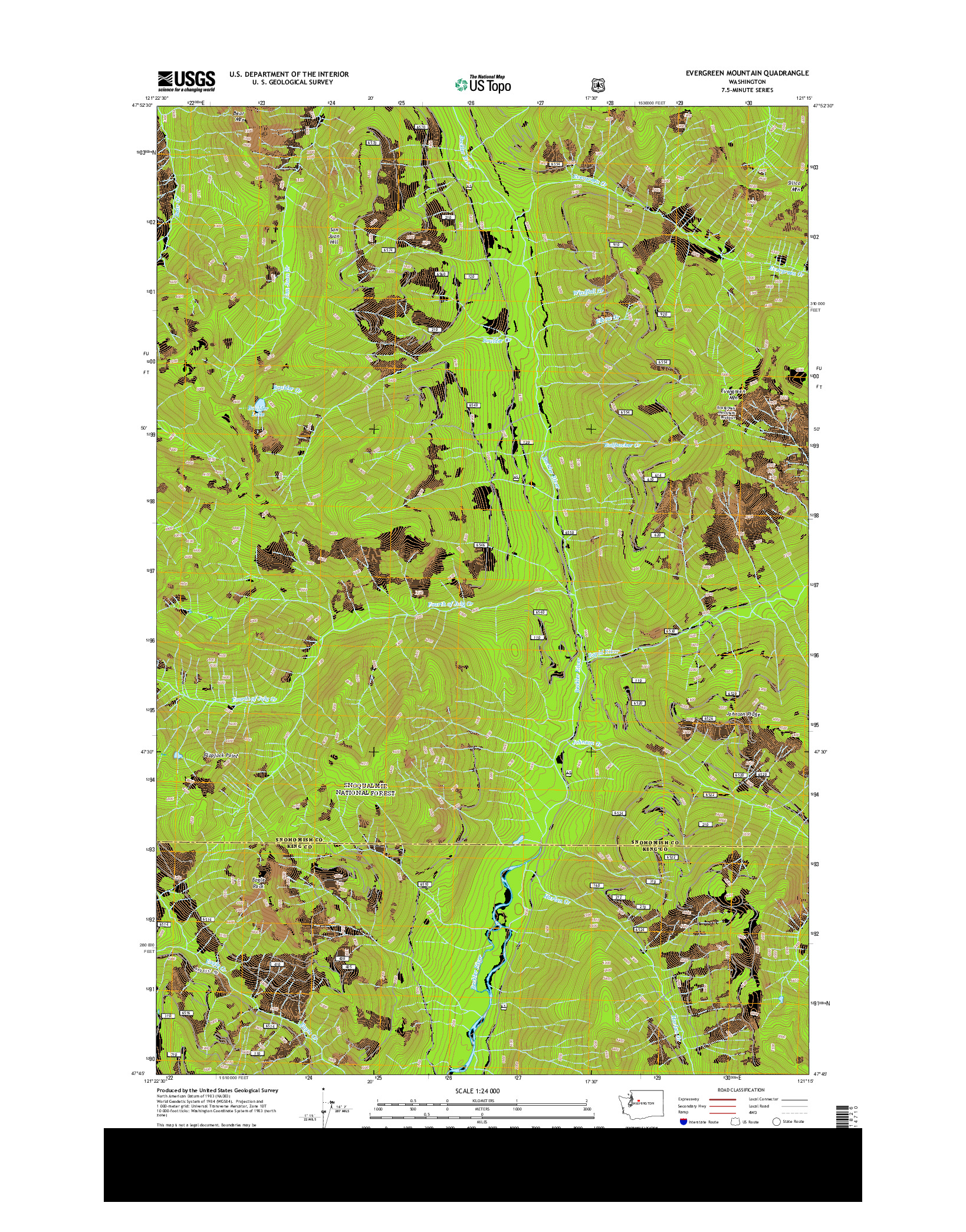 USGS US TOPO 7.5-MINUTE MAP FOR EVERGREEN MOUNTAIN, WA 2014