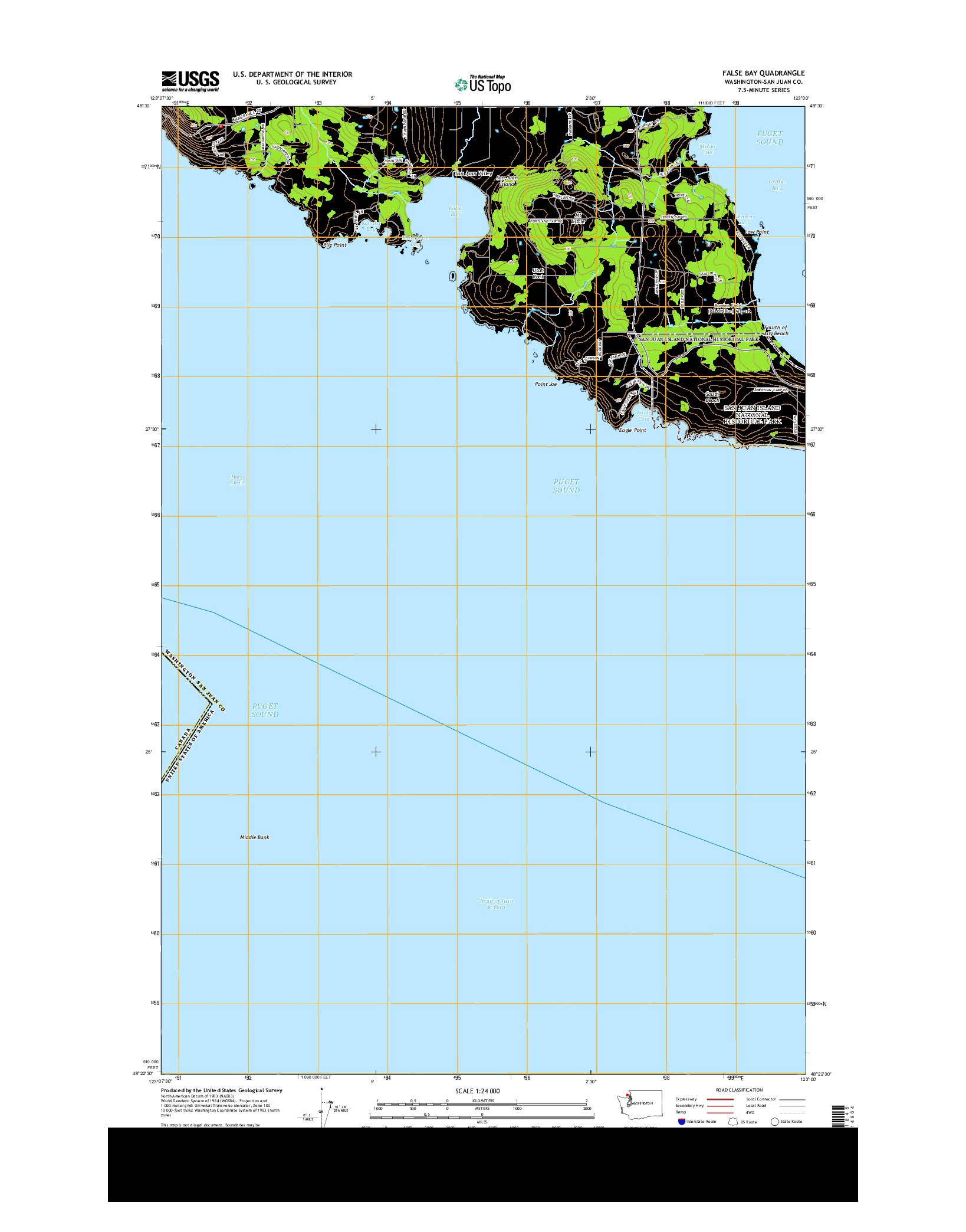 USGS US TOPO 7.5-MINUTE MAP FOR FALSE BAY, WA 2014