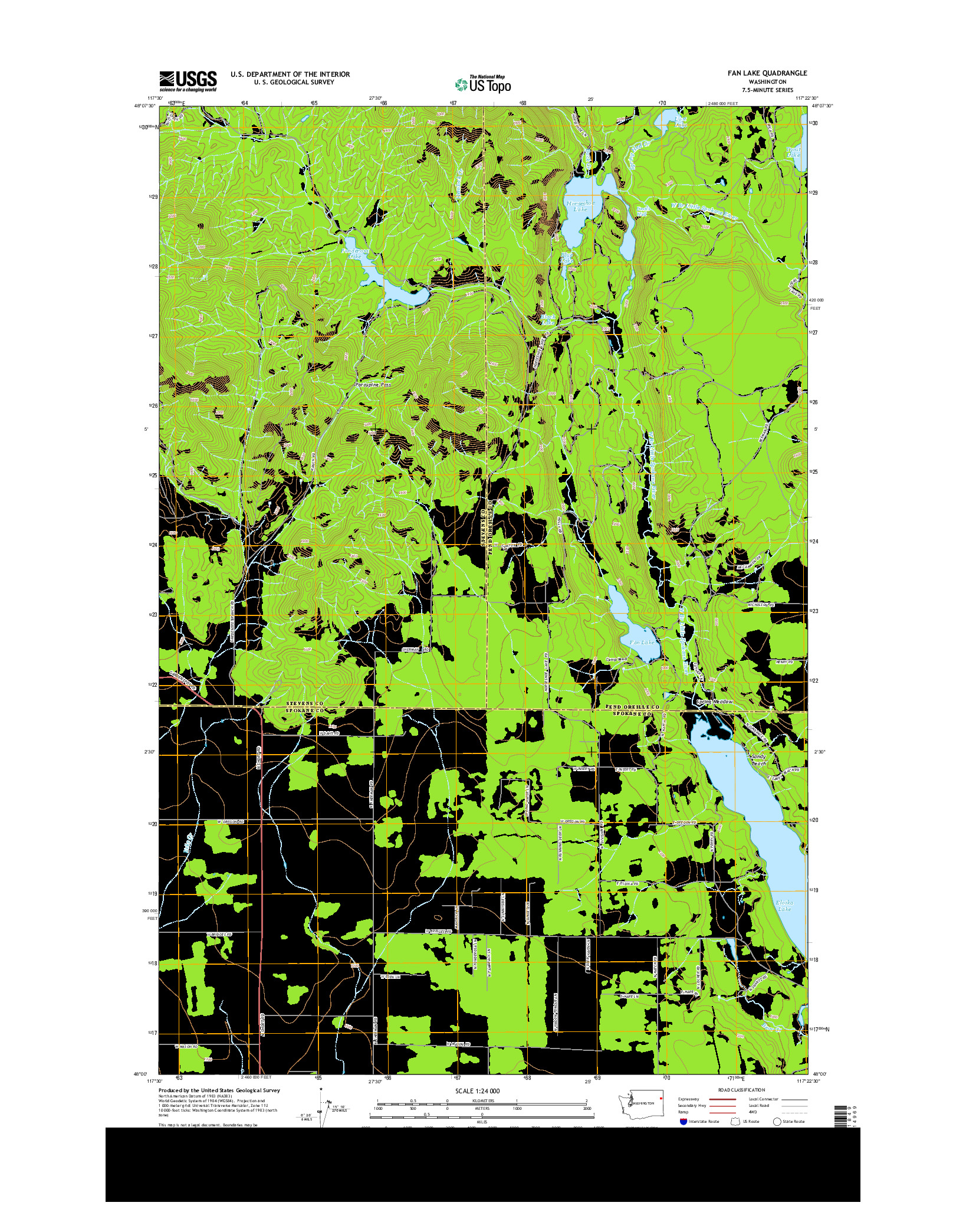 USGS US TOPO 7.5-MINUTE MAP FOR FAN LAKE, WA 2014
