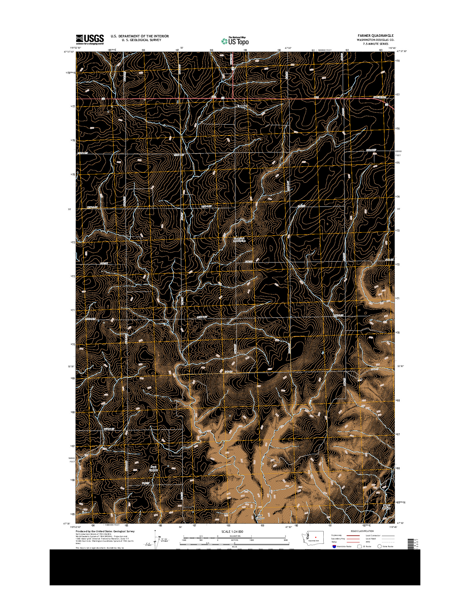 USGS US TOPO 7.5-MINUTE MAP FOR FARMER, WA 2014