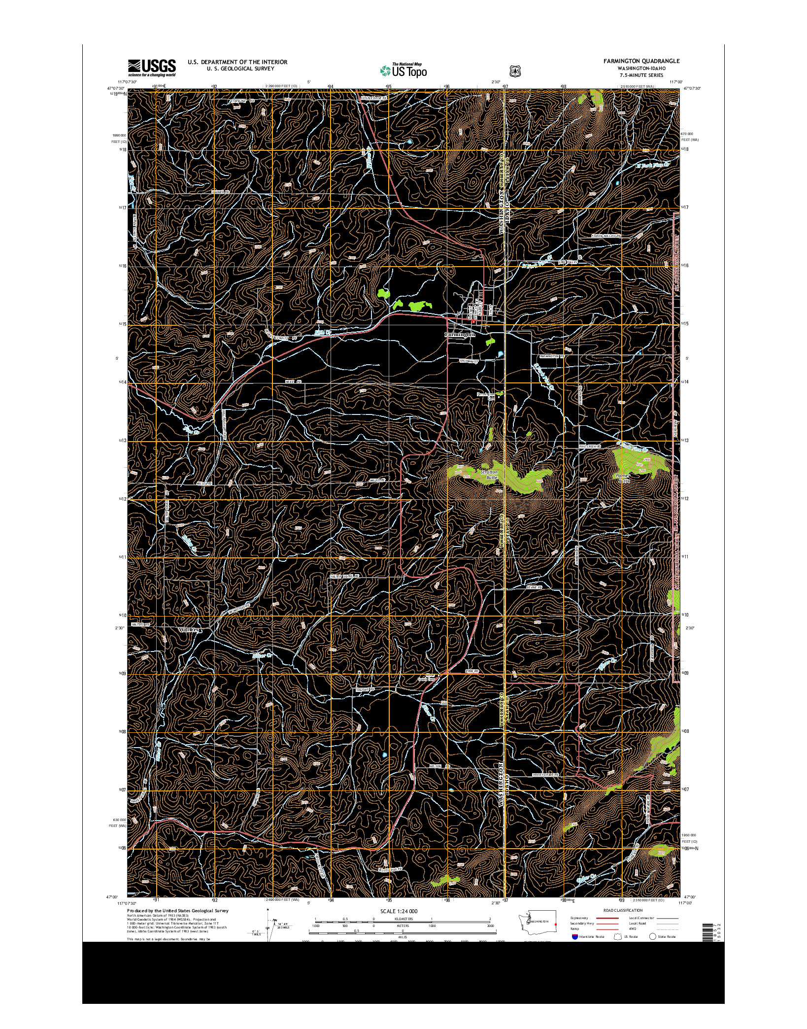 USGS US TOPO 7.5-MINUTE MAP FOR FARMINGTON, WA-ID 2014