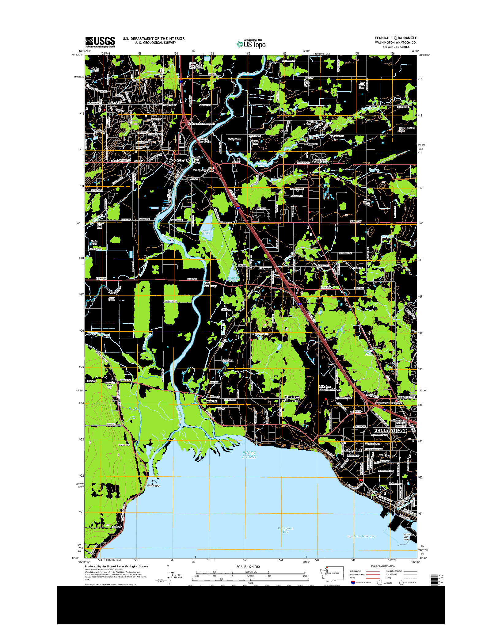 USGS US TOPO 7.5-MINUTE MAP FOR FERNDALE, WA 2014