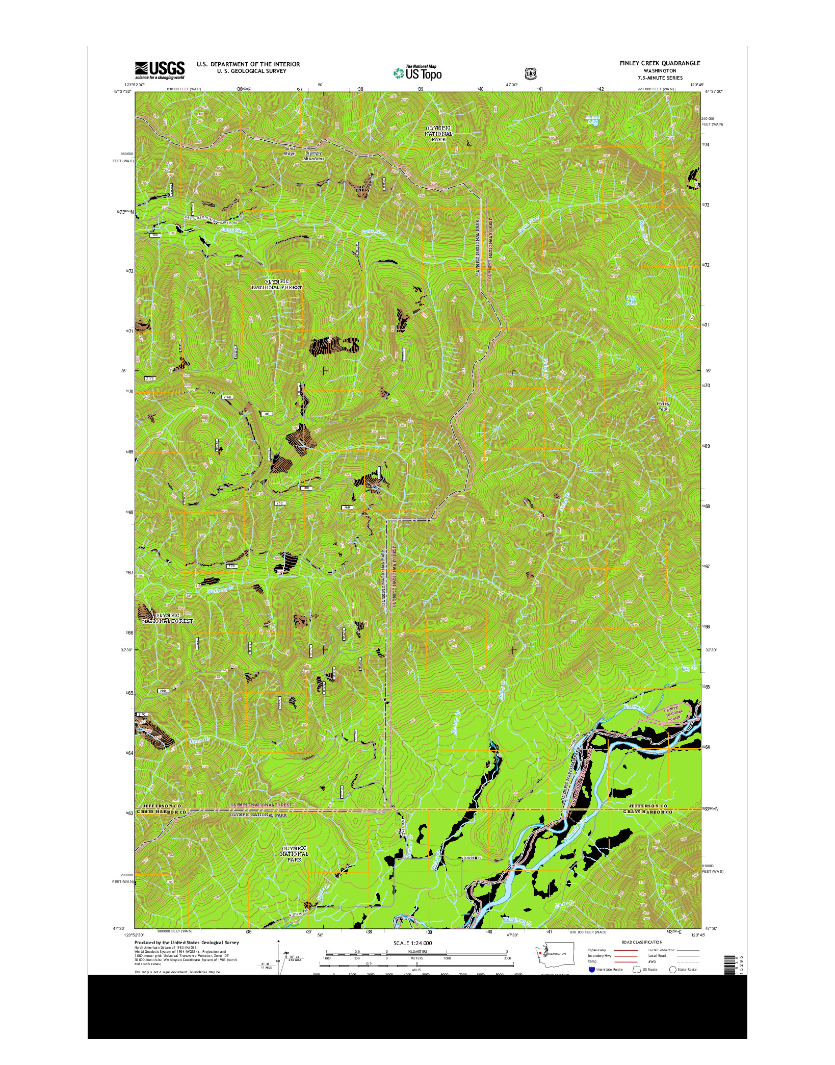 USGS US TOPO 7.5-MINUTE MAP FOR FINLEY CREEK, WA 2014