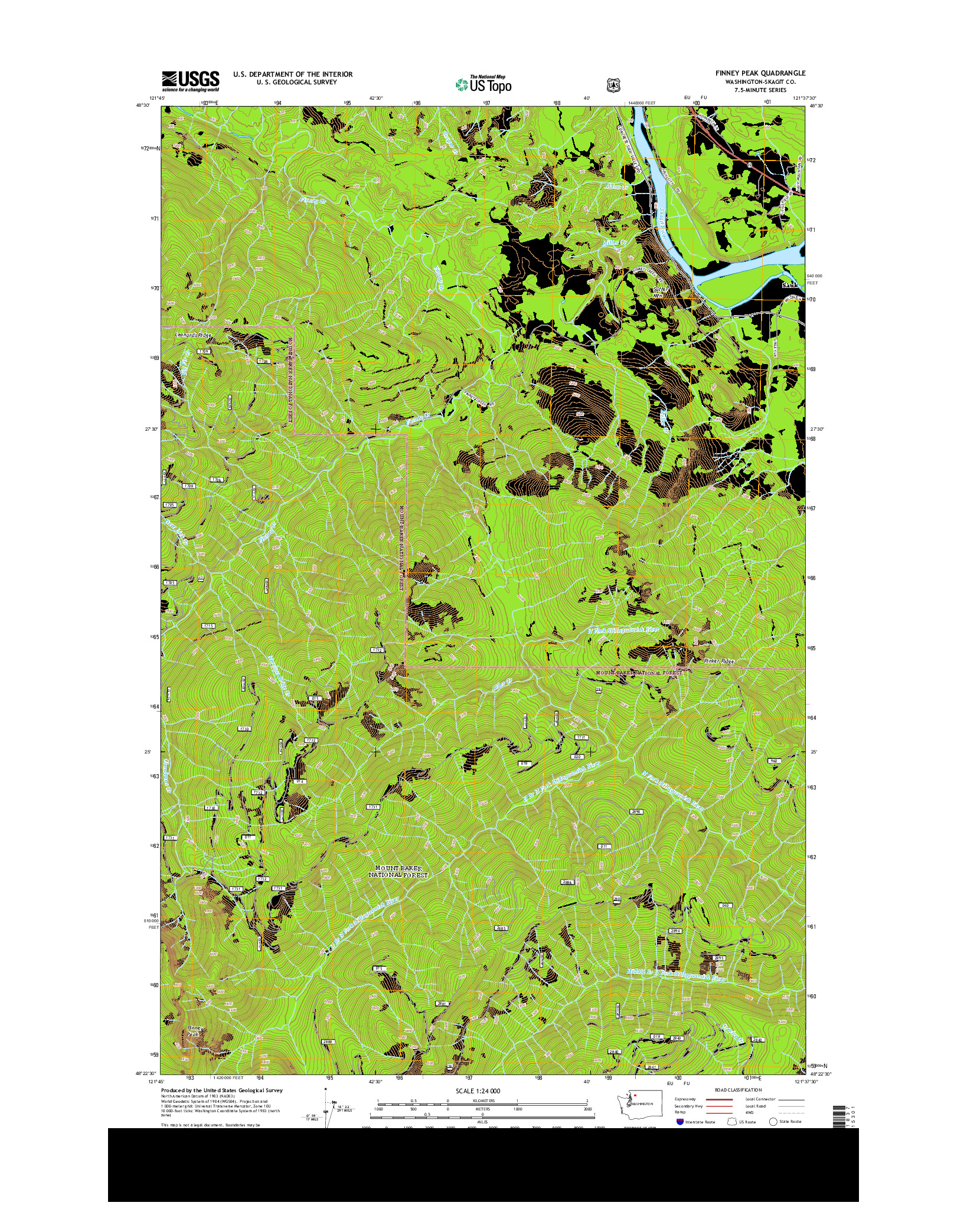 USGS US TOPO 7.5-MINUTE MAP FOR FINNEY PEAK, WA 2014