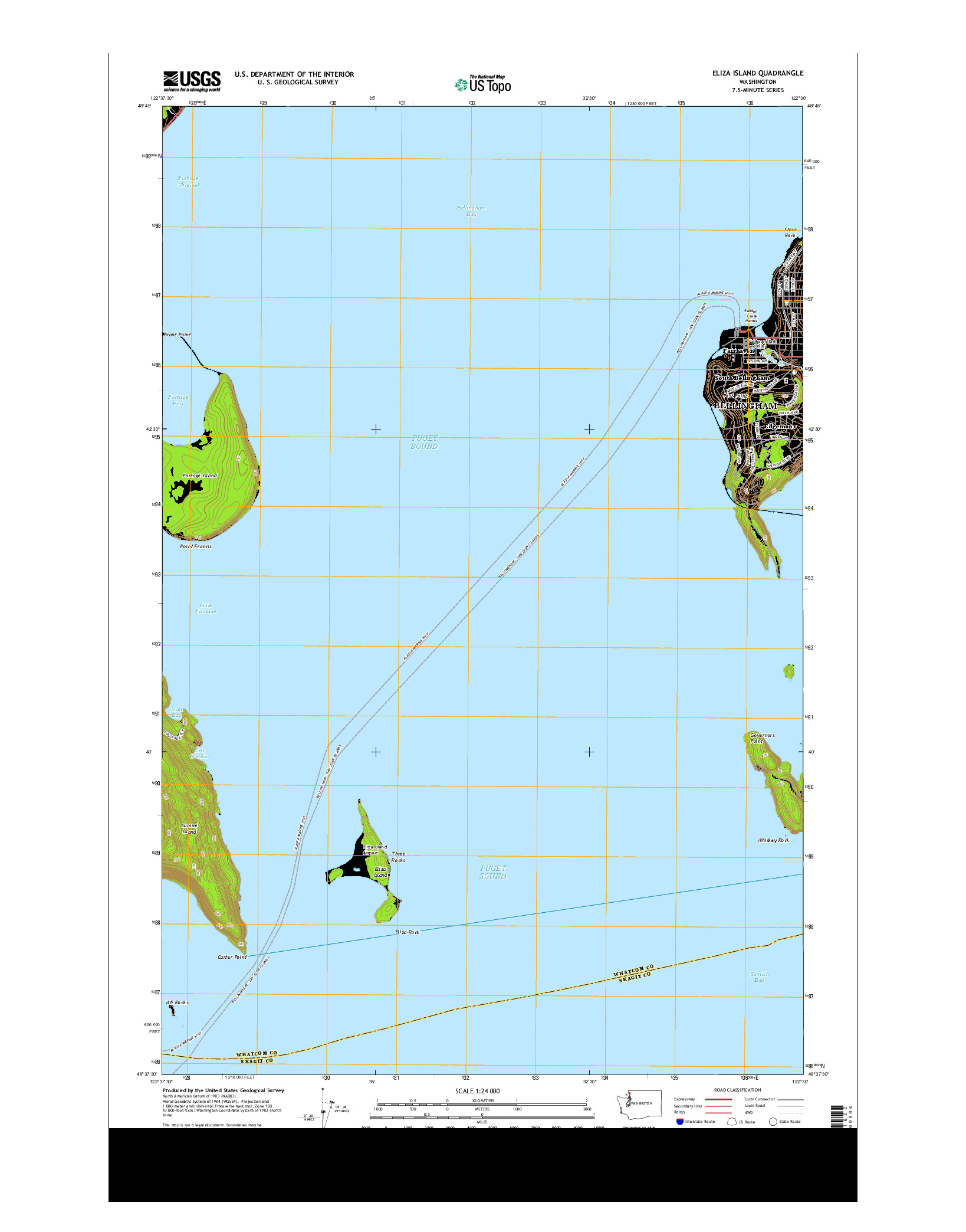 USGS US TOPO 7.5-MINUTE MAP FOR ELIZA ISLAND, WA 2014