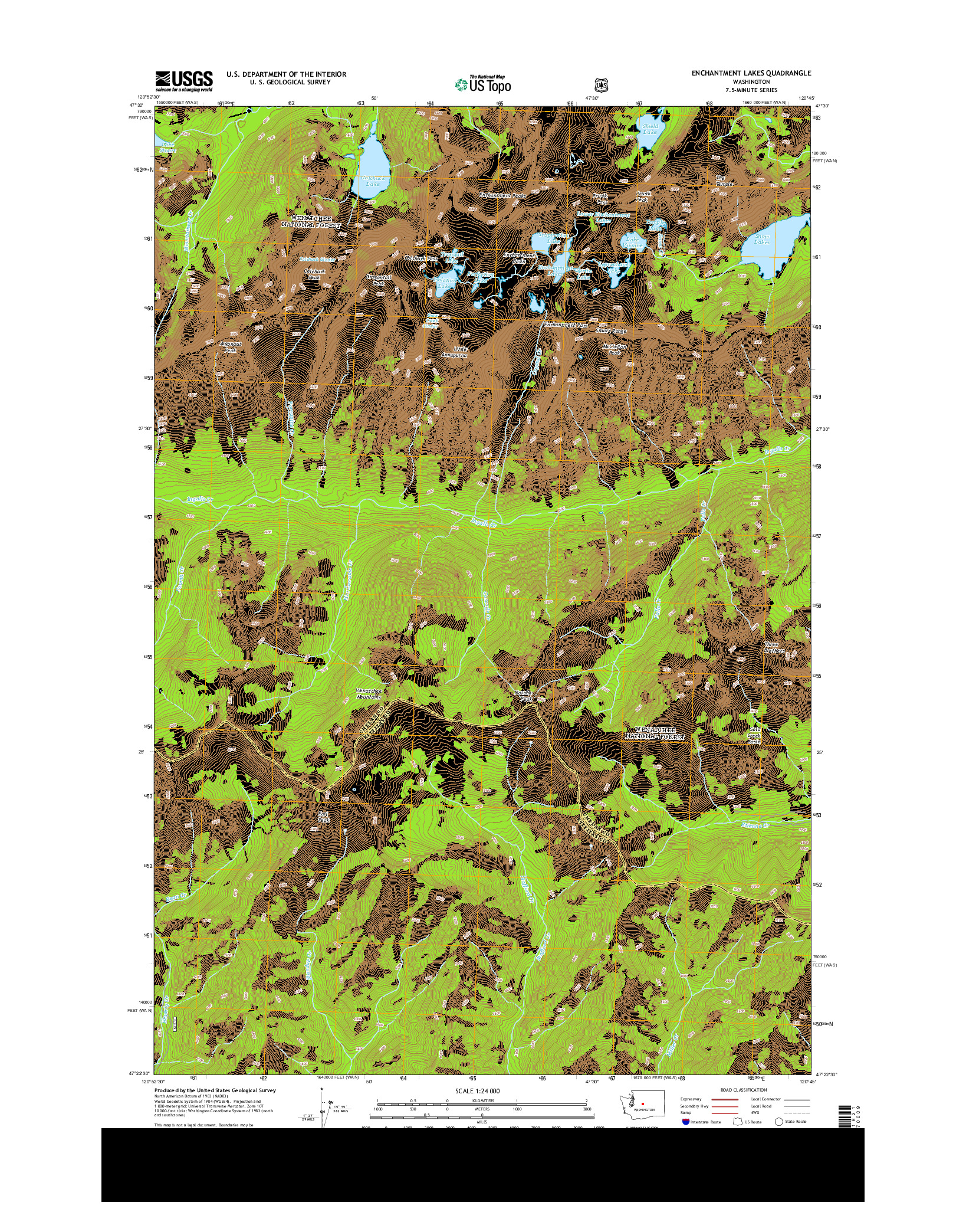 USGS US TOPO 7.5-MINUTE MAP FOR ENCHANTMENT LAKES, WA 2014