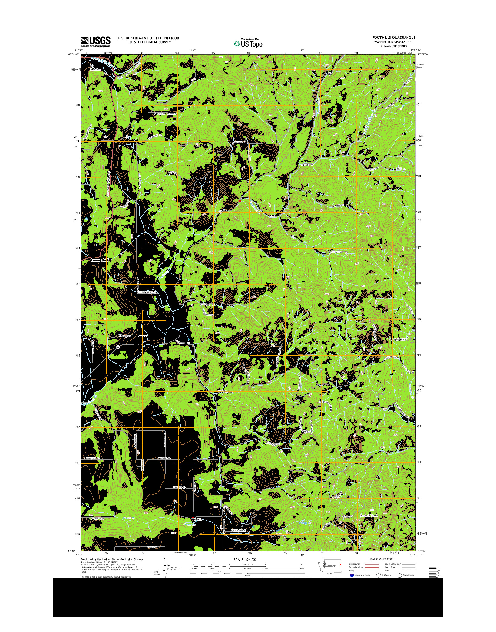 USGS US TOPO 7.5-MINUTE MAP FOR FOOTHILLS, WA 2014