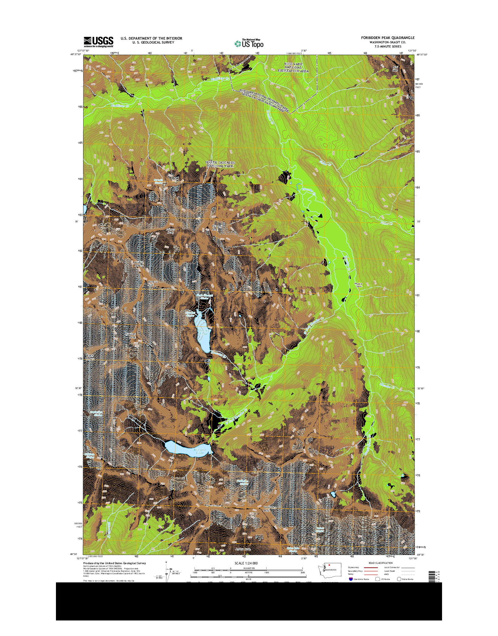 USGS US TOPO 7.5-MINUTE MAP FOR FORBIDDEN PEAK, WA 2014