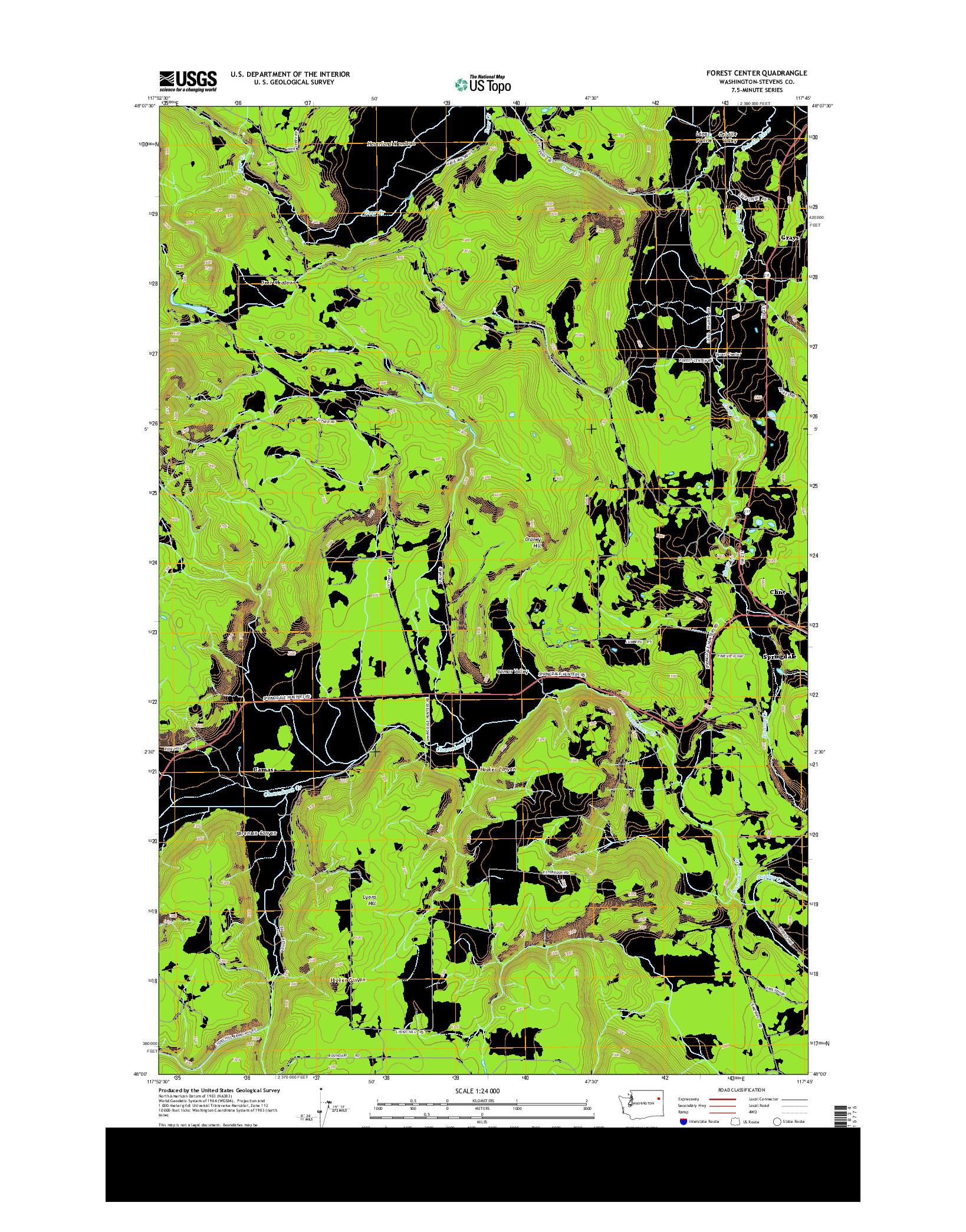 USGS US TOPO 7.5-MINUTE MAP FOR FOREST CENTER, WA 2014