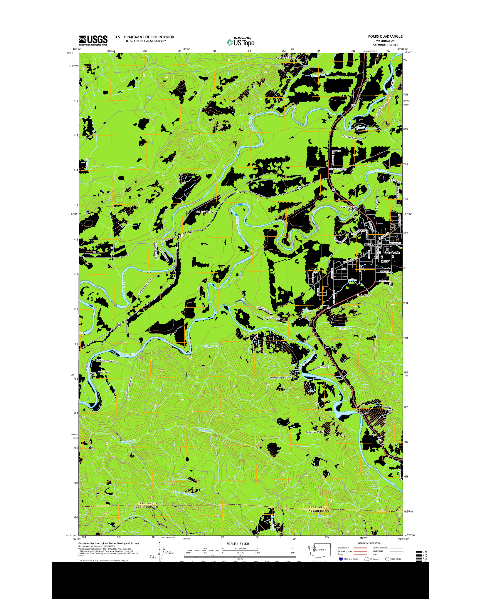 USGS US TOPO 7.5-MINUTE MAP FOR FORKS, WA 2014