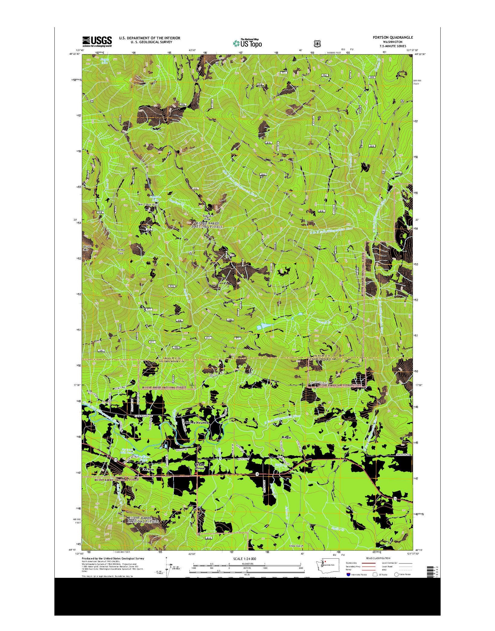 USGS US TOPO 7.5-MINUTE MAP FOR FORTSON, WA 2014