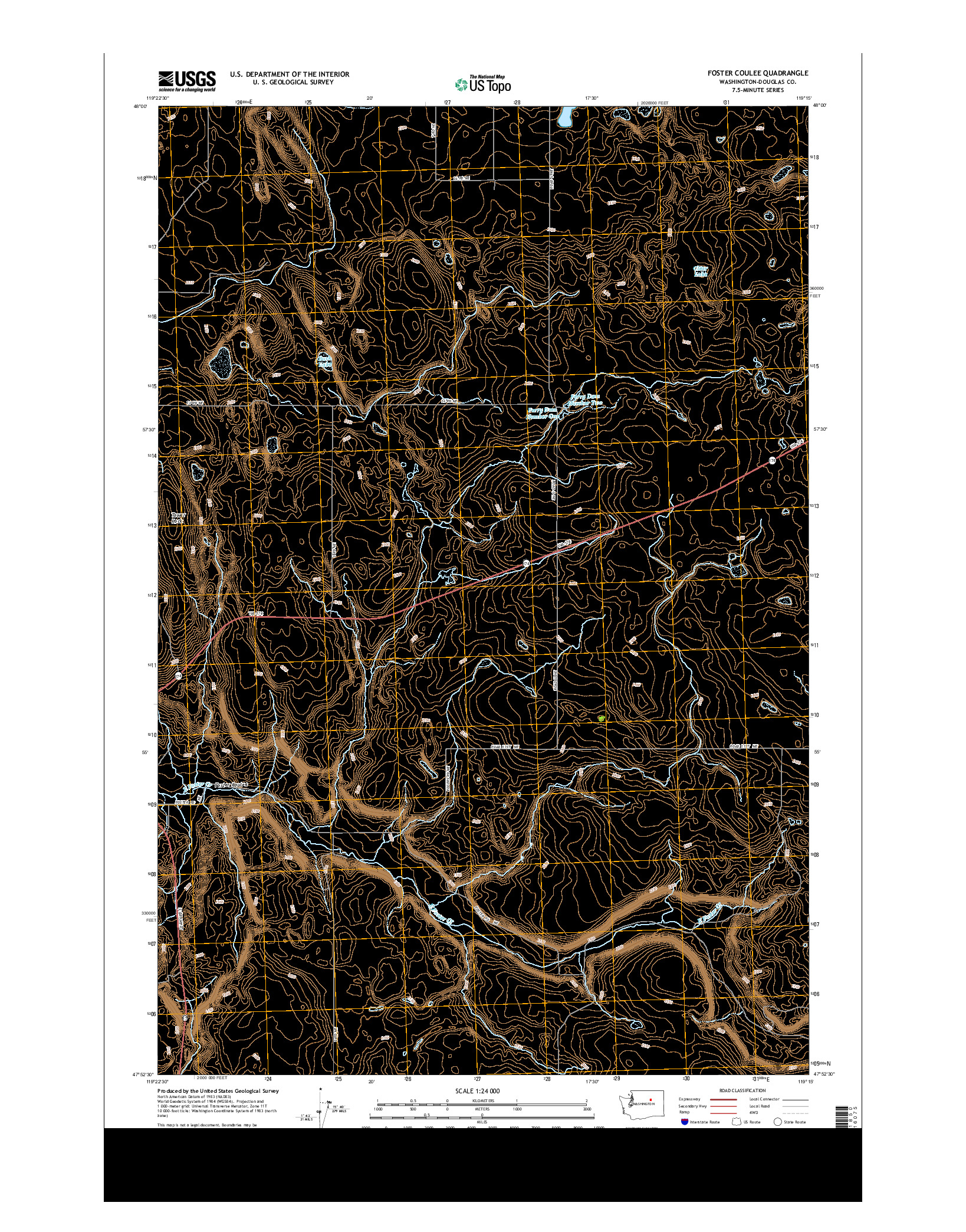 USGS US TOPO 7.5-MINUTE MAP FOR FOSTER COULEE, WA 2014