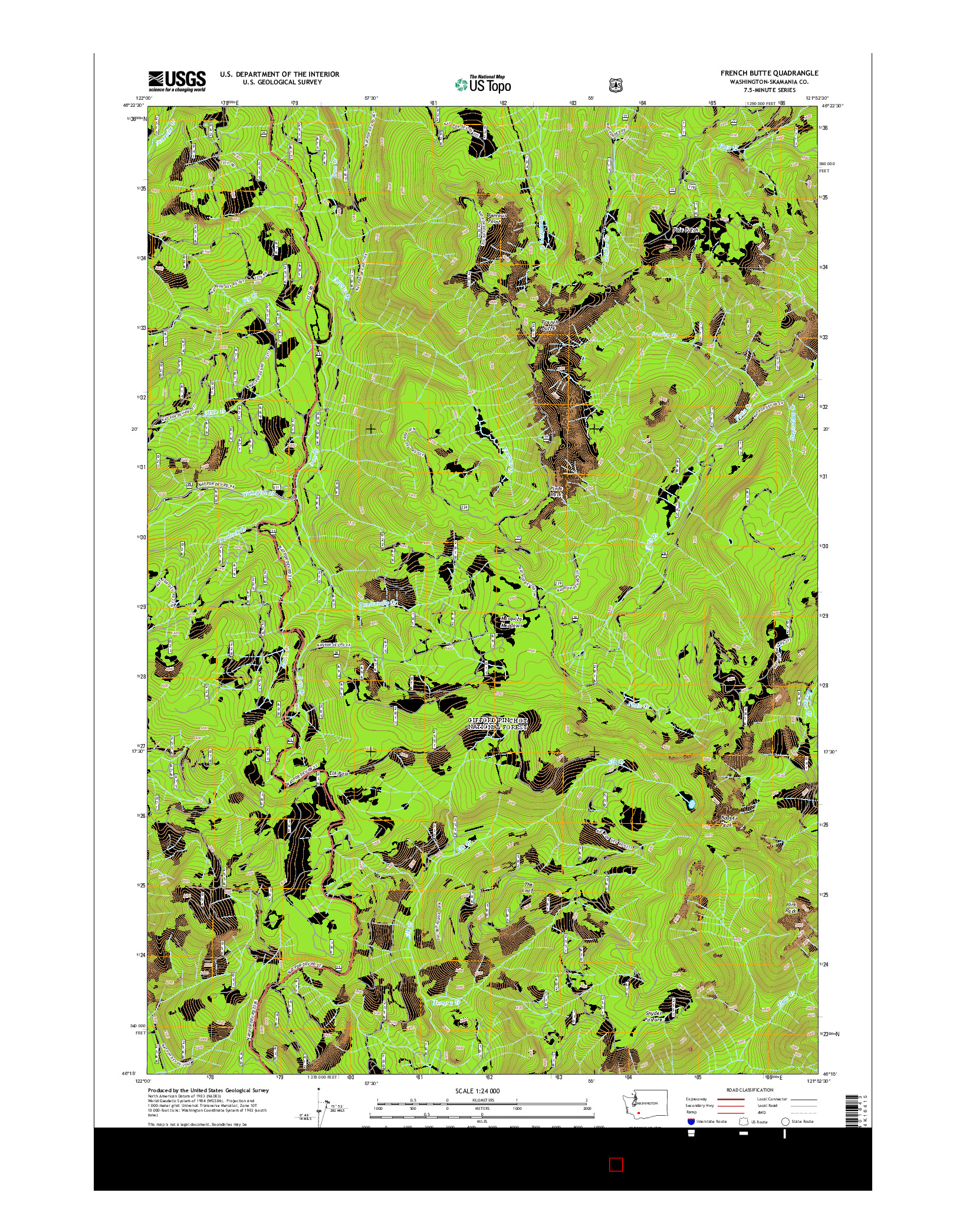 USGS US TOPO 7.5-MINUTE MAP FOR FRENCH BUTTE, WA 2014