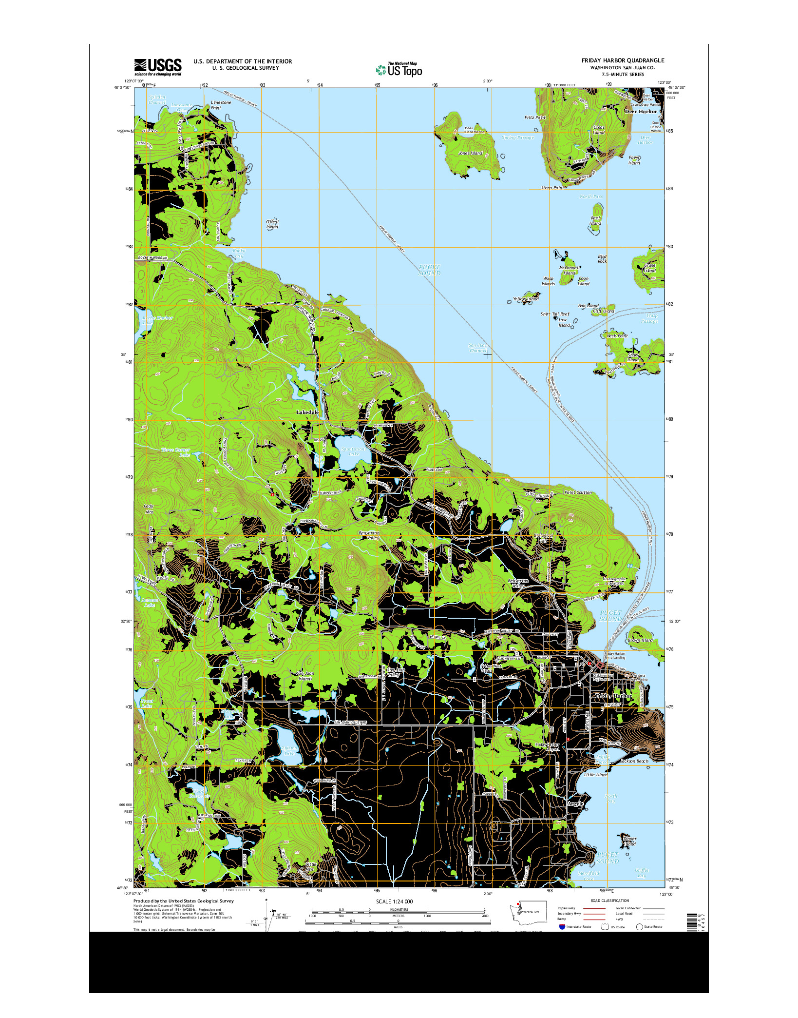 USGS US TOPO 7.5-MINUTE MAP FOR FRIDAY HARBOR, WA 2014