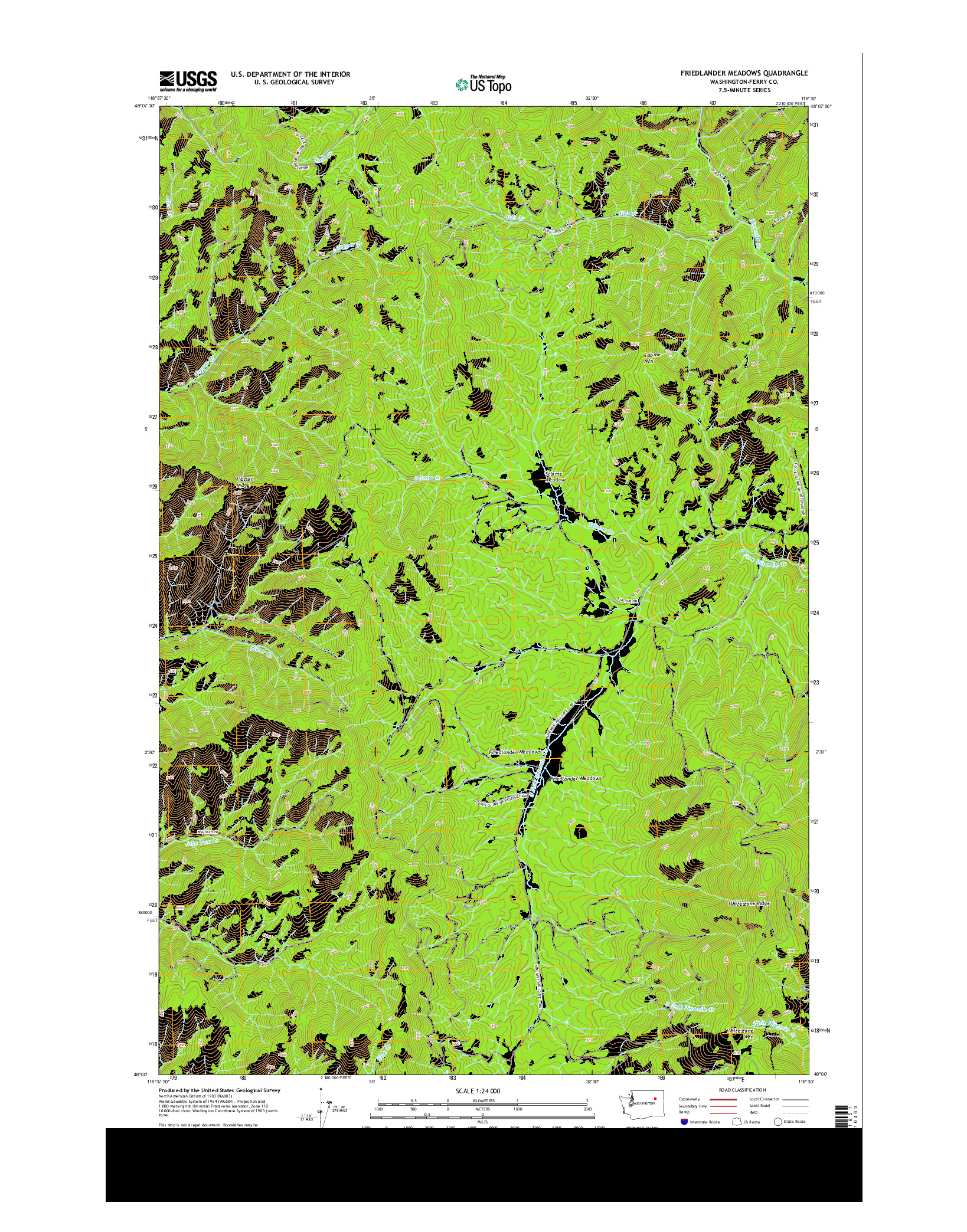 USGS US TOPO 7.5-MINUTE MAP FOR FRIEDLANDER MEADOWS, WA 2014