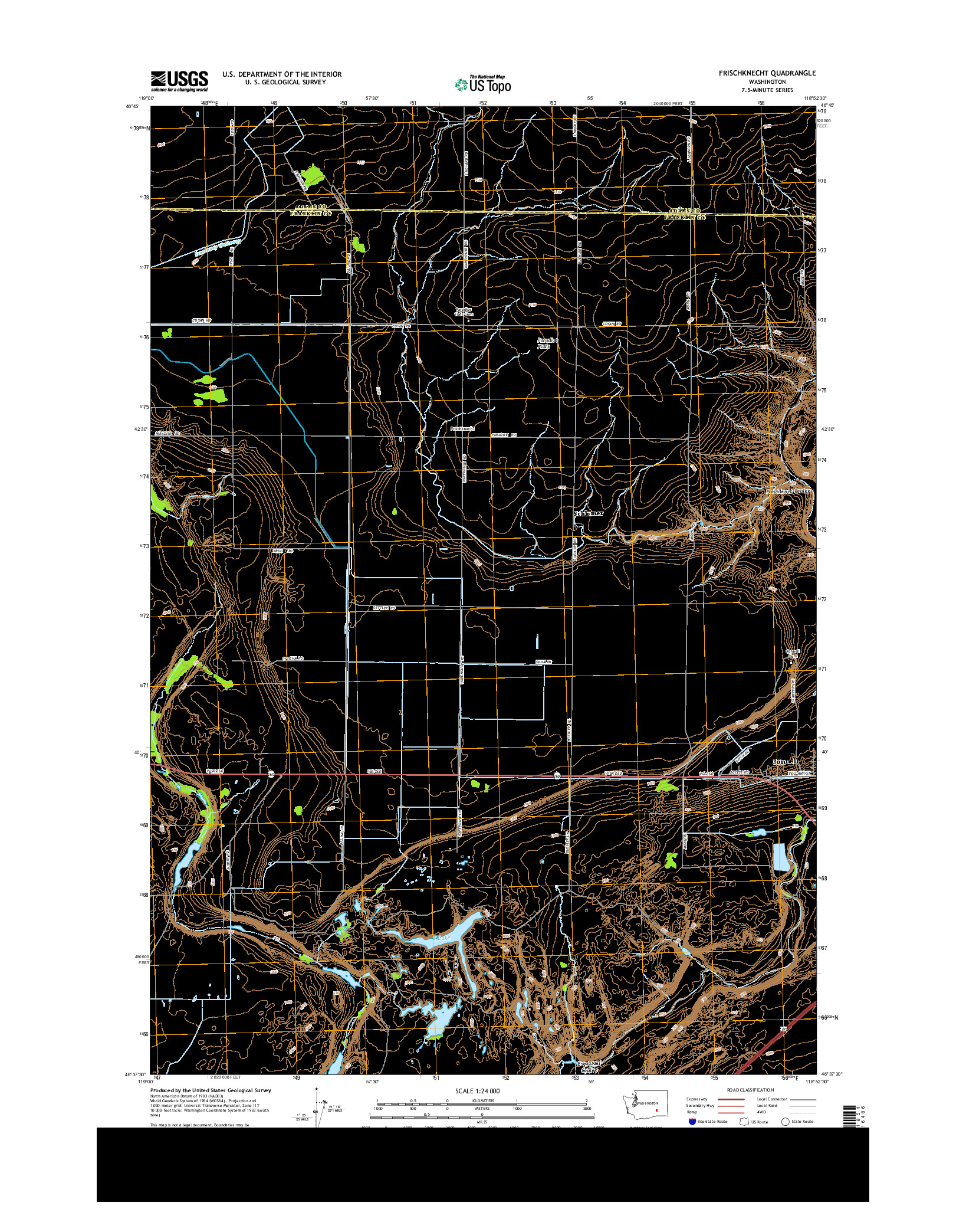 USGS US TOPO 7.5-MINUTE MAP FOR FRISCHKNECHT, WA 2014