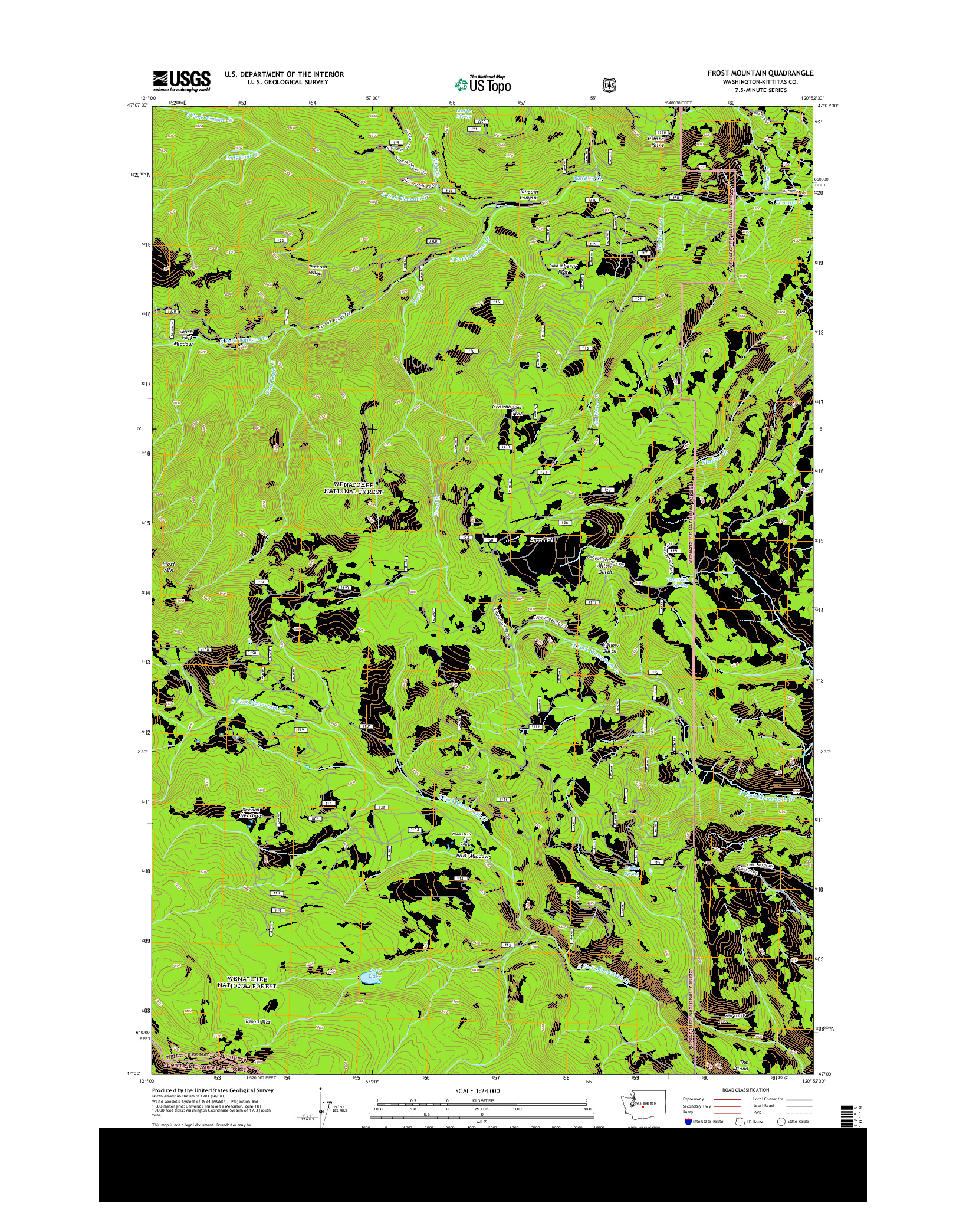 USGS US TOPO 7.5-MINUTE MAP FOR FROST MOUNTAIN, WA 2014