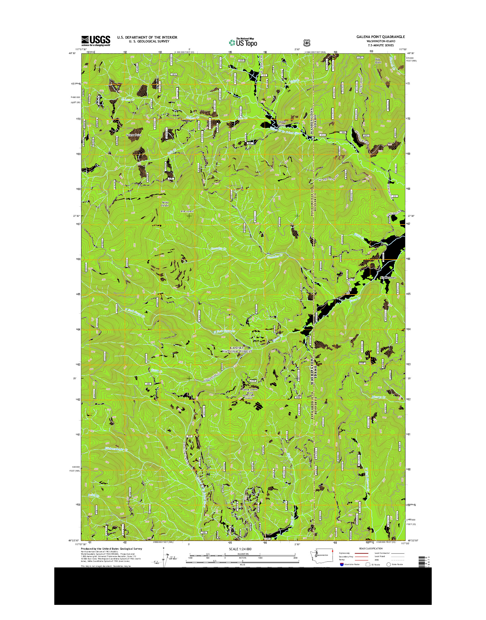 USGS US TOPO 7.5-MINUTE MAP FOR GALENA POINT, WA-ID 2014