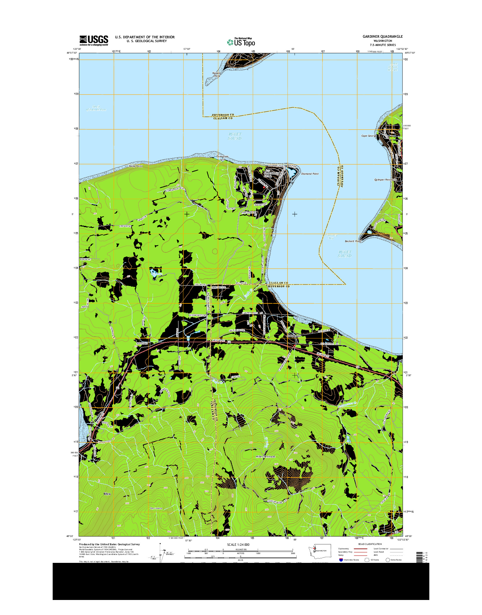 USGS US TOPO 7.5-MINUTE MAP FOR GARDINER, WA 2014