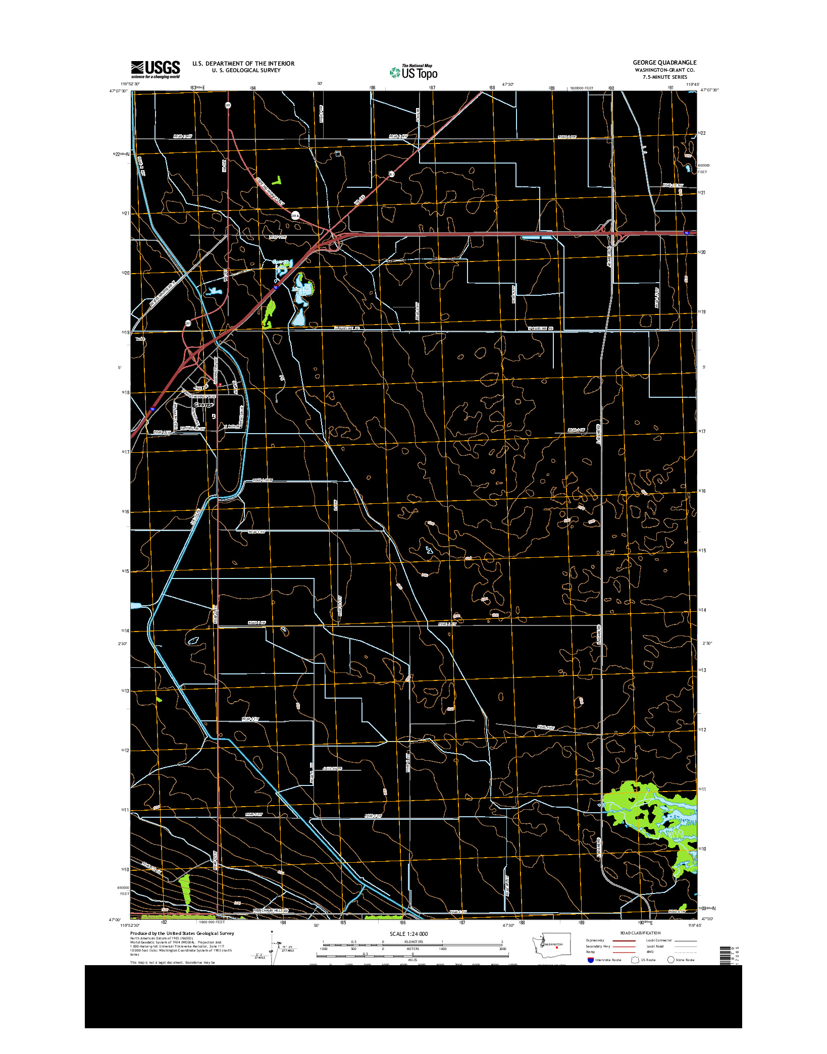 USGS US TOPO 7.5-MINUTE MAP FOR GEORGE, WA 2014