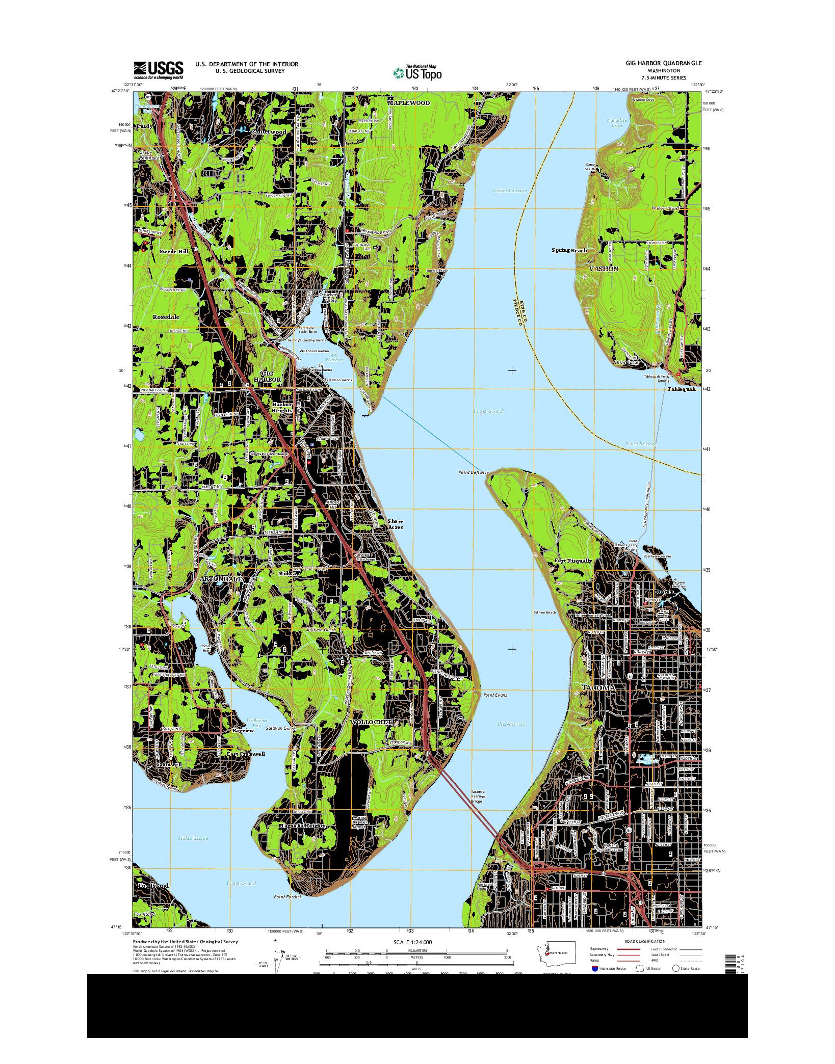 USGS US TOPO 7.5-MINUTE MAP FOR GIG HARBOR, WA 2014