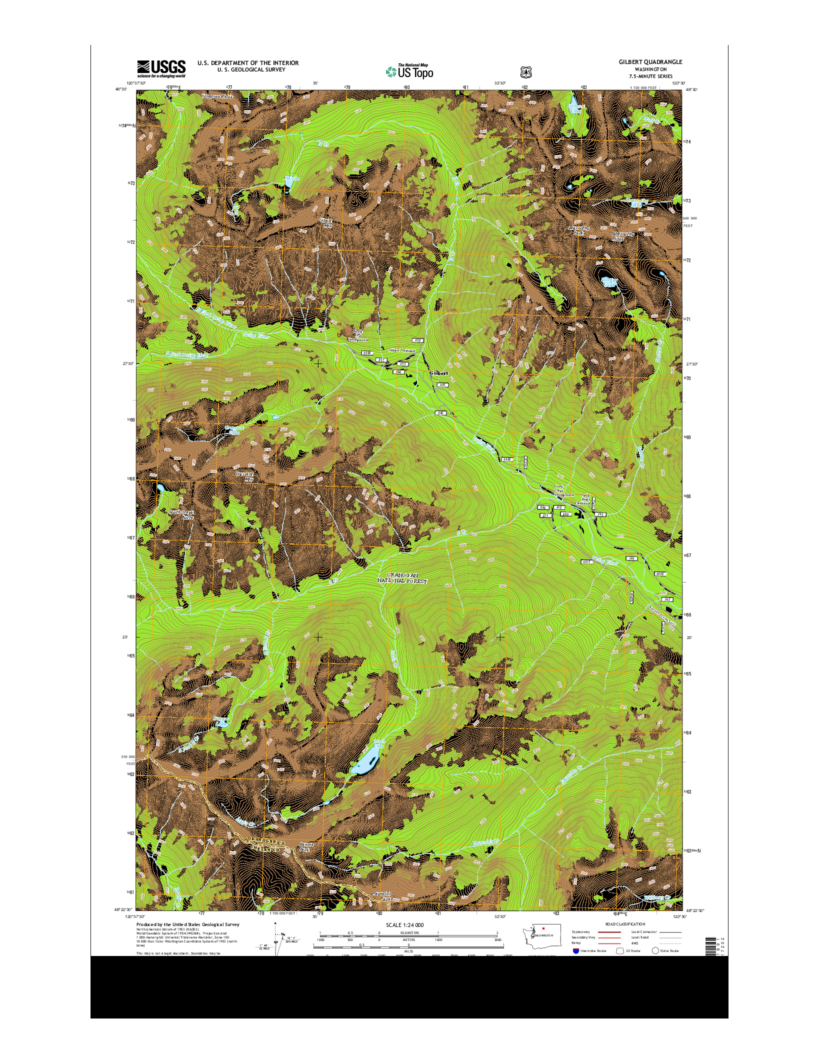 USGS US TOPO 7.5-MINUTE MAP FOR GILBERT, WA 2014