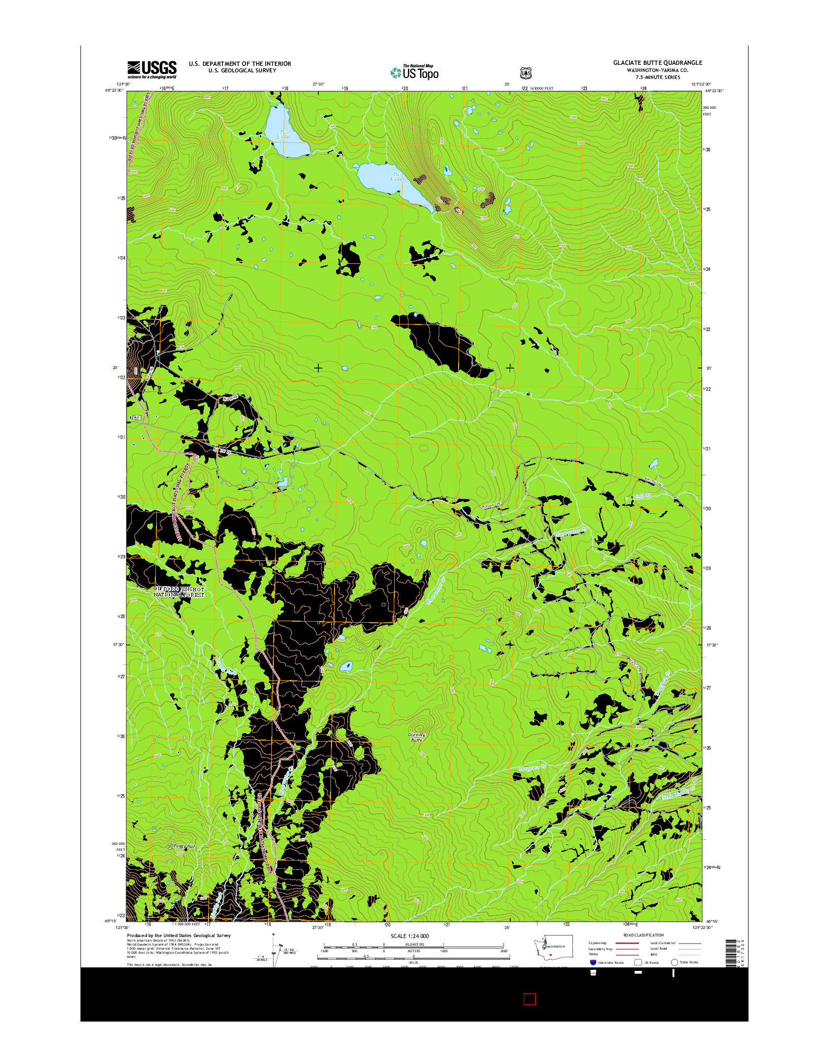 USGS US TOPO 7.5-MINUTE MAP FOR GLACIATE BUTTE, WA 2014