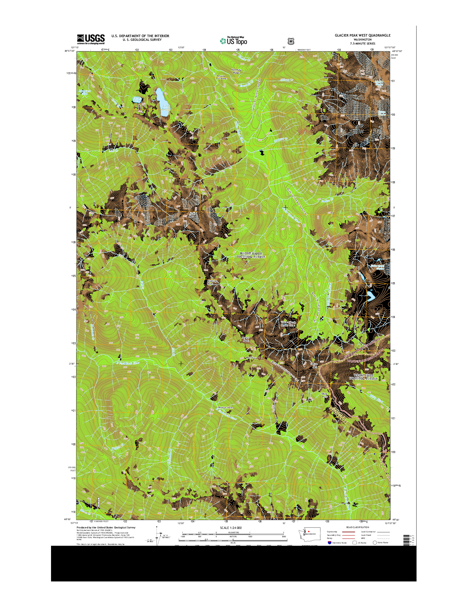 USGS US TOPO 7.5-MINUTE MAP FOR GLACIER PEAK WEST, WA 2014