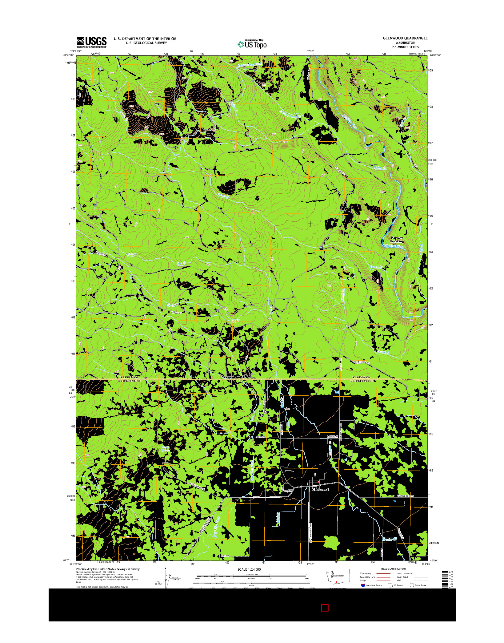 USGS US TOPO 7.5-MINUTE MAP FOR GLENWOOD, WA 2014