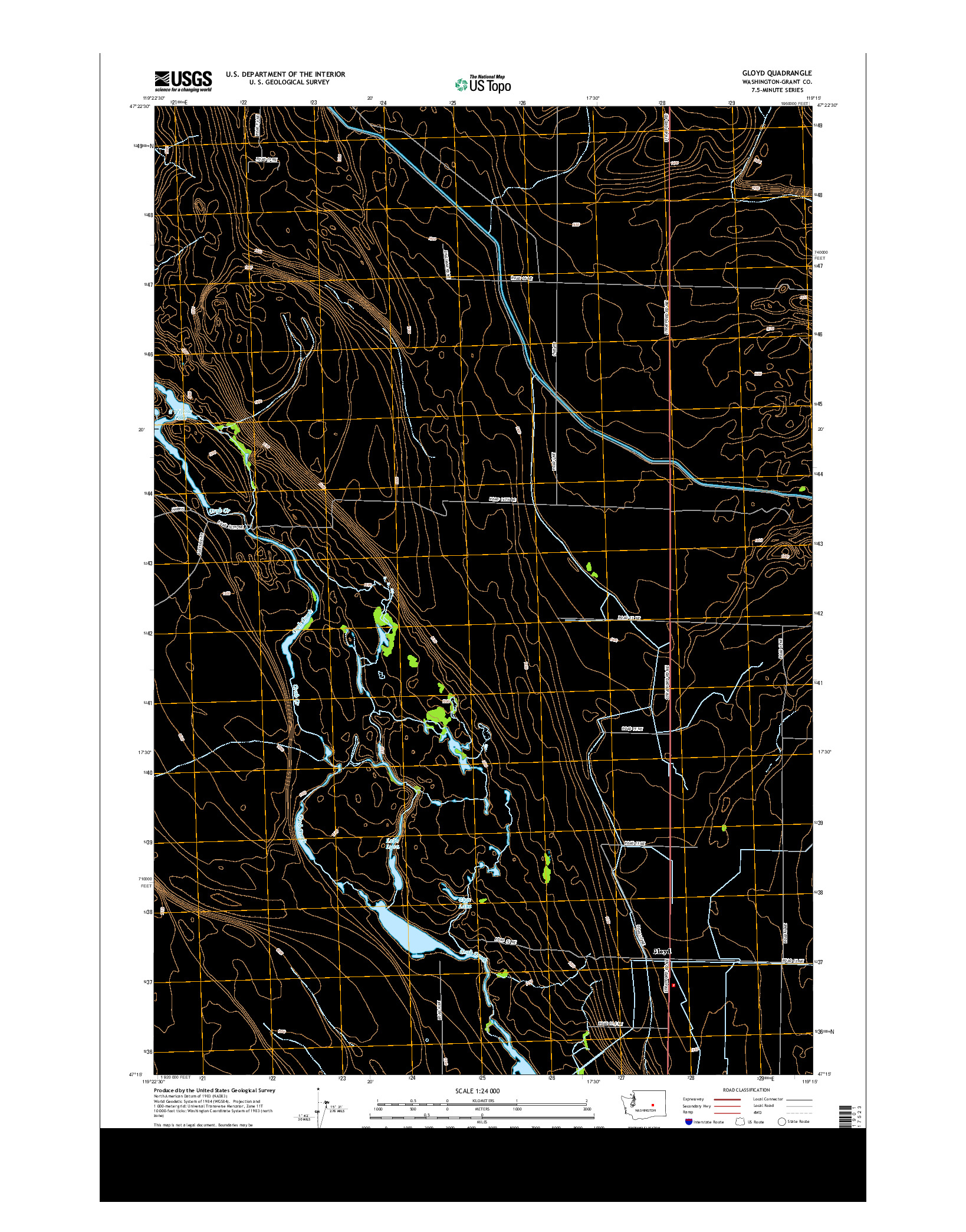 USGS US TOPO 7.5-MINUTE MAP FOR GLOYD, WA 2014