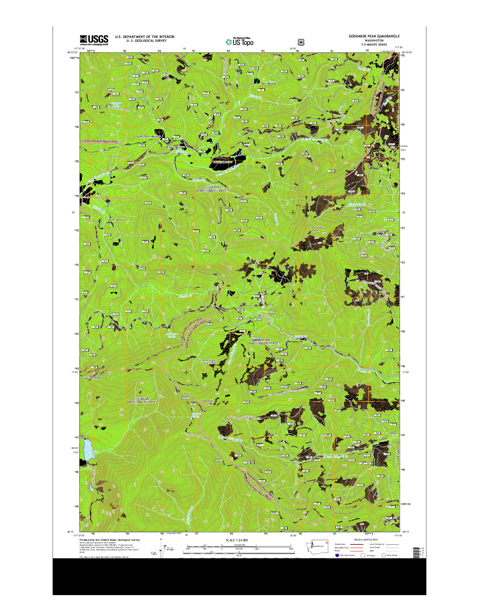 USGS US TOPO 7.5-MINUTE MAP FOR GODDARDS PEAK, WA 2014