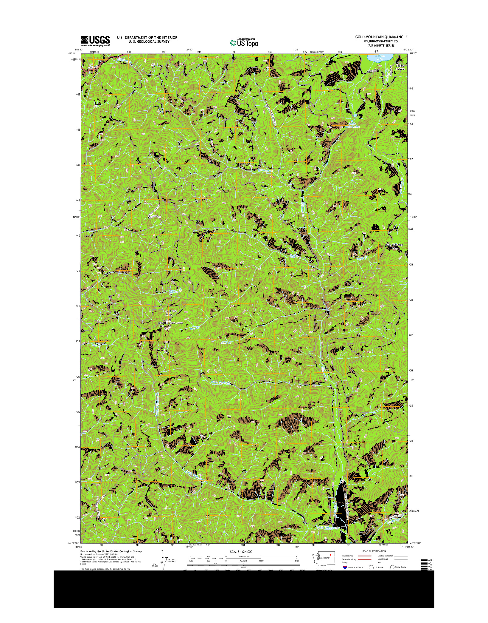 USGS US TOPO 7.5-MINUTE MAP FOR GOLD MOUNTAIN, WA 2014