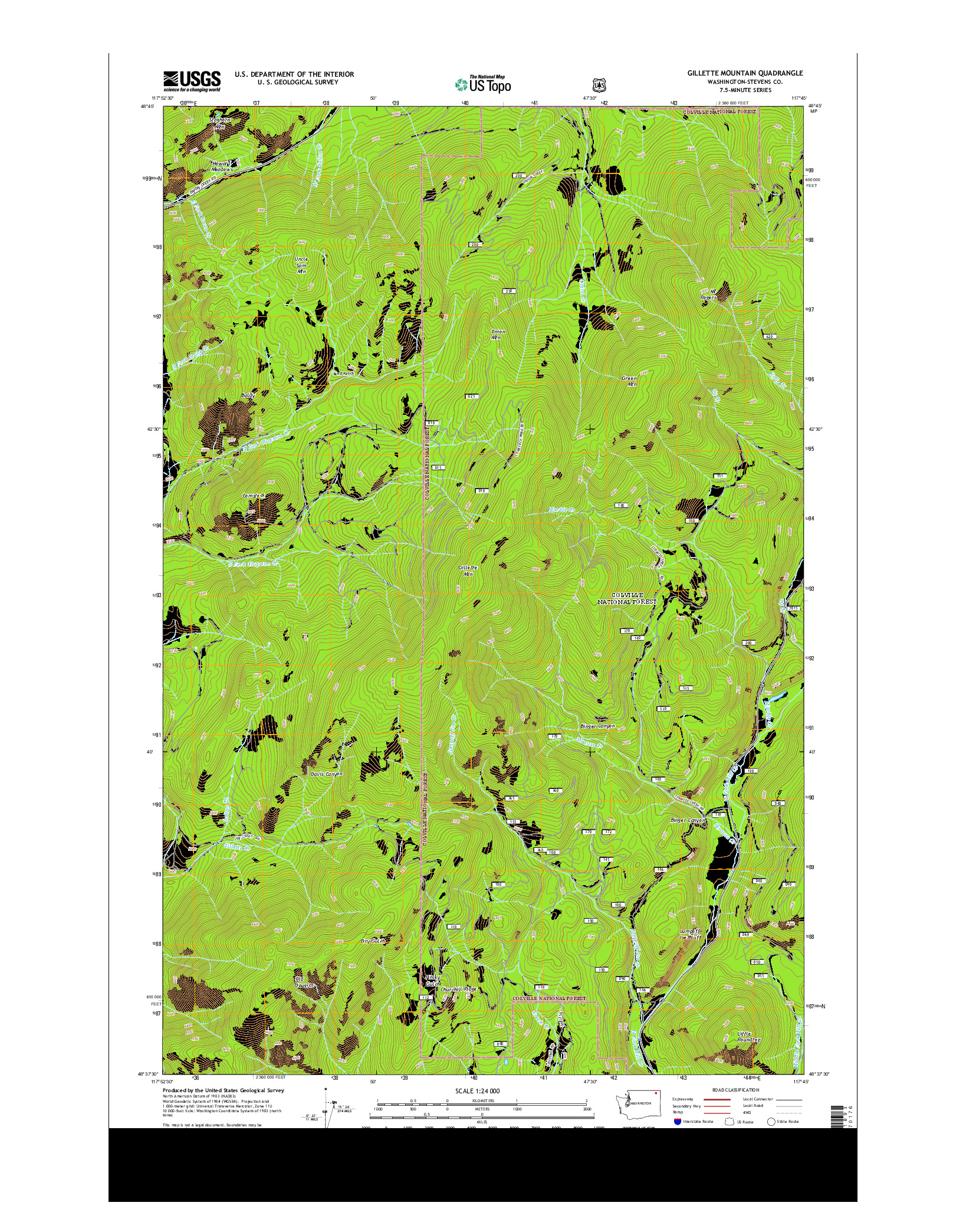 USGS US TOPO 7.5-MINUTE MAP FOR GILLETTE MOUNTAIN, WA 2014