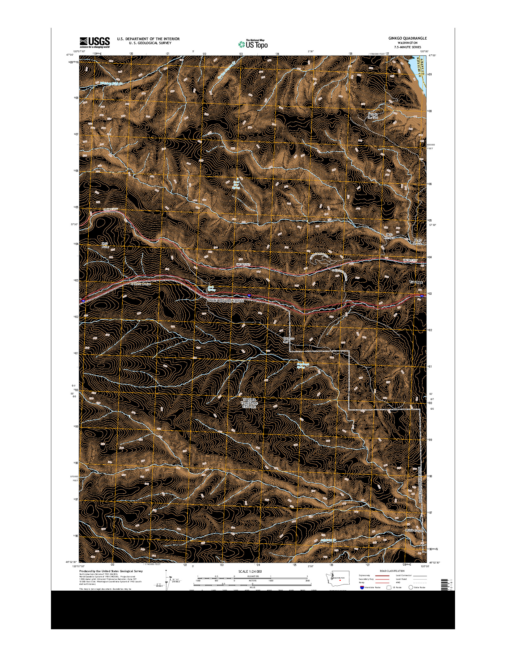 USGS US TOPO 7.5-MINUTE MAP FOR GINKGO, WA 2014