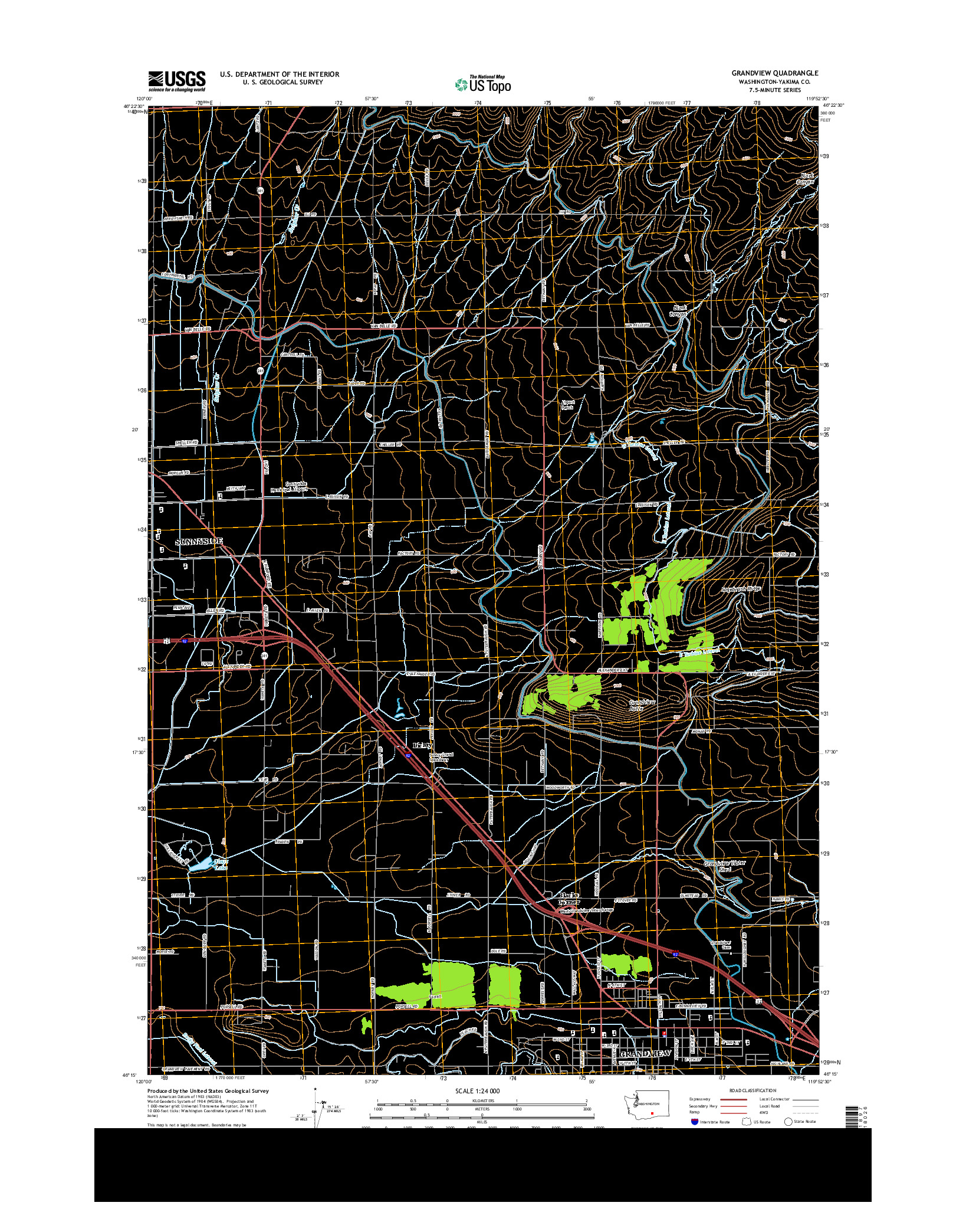 USGS US TOPO 7.5-MINUTE MAP FOR GRANDVIEW, WA 2014