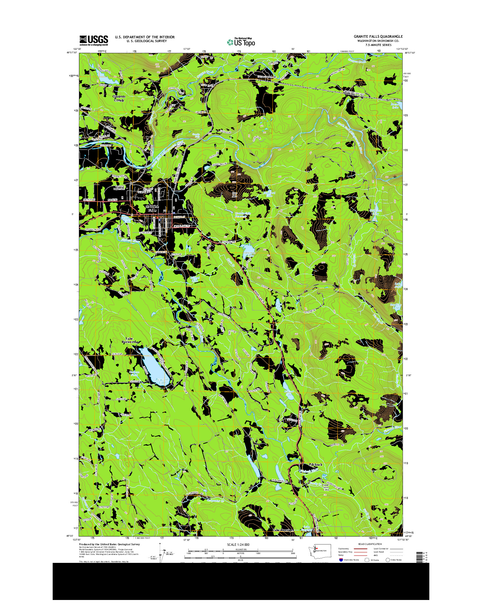 USGS US TOPO 7.5-MINUTE MAP FOR GRANITE FALLS, WA 2014