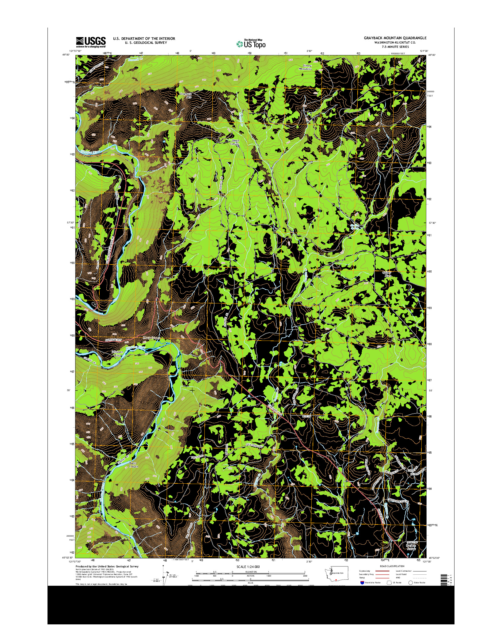 USGS US TOPO 7.5-MINUTE MAP FOR GRAYBACK MOUNTAIN, WA 2014