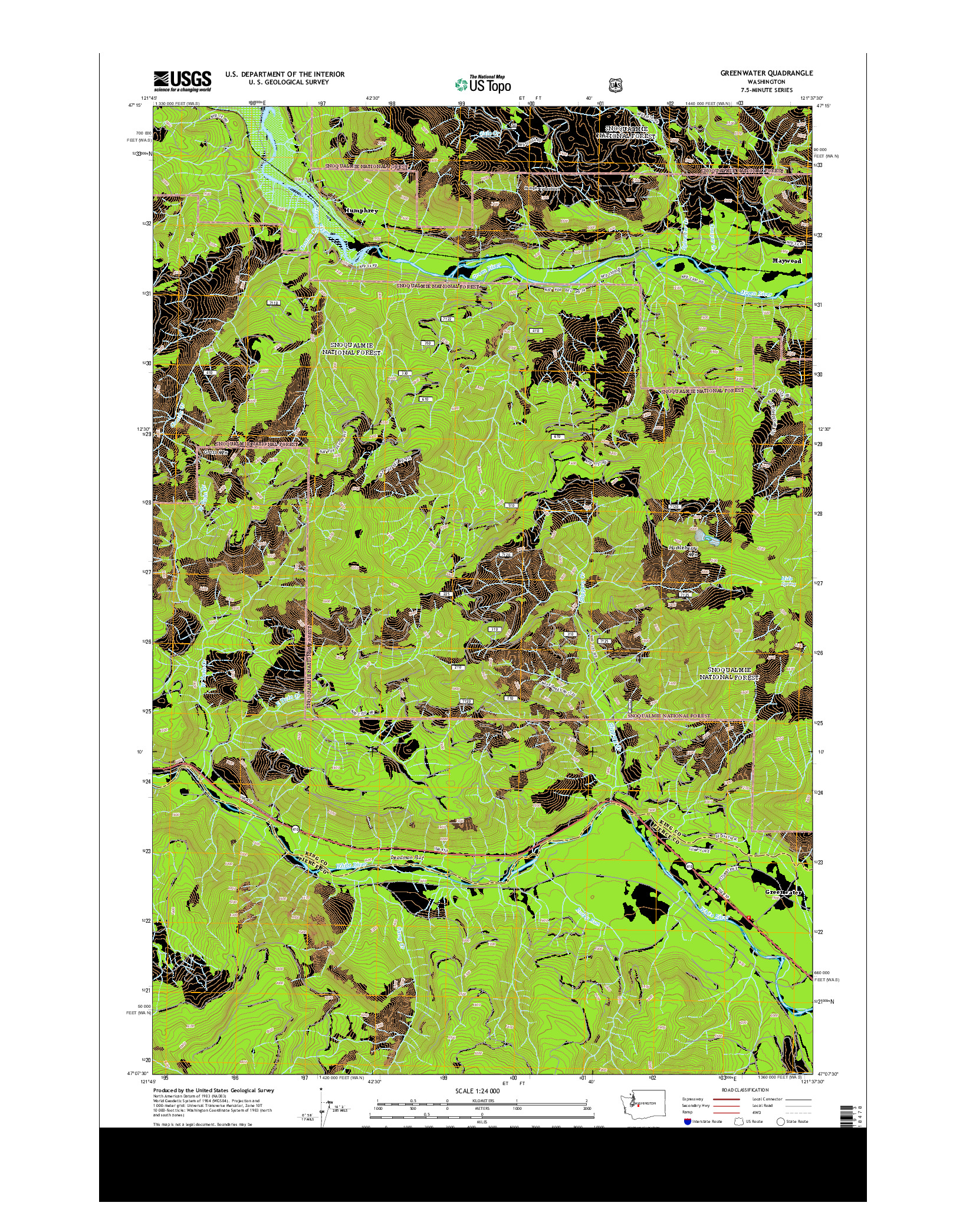USGS US TOPO 7.5-MINUTE MAP FOR GREENWATER, WA 2014