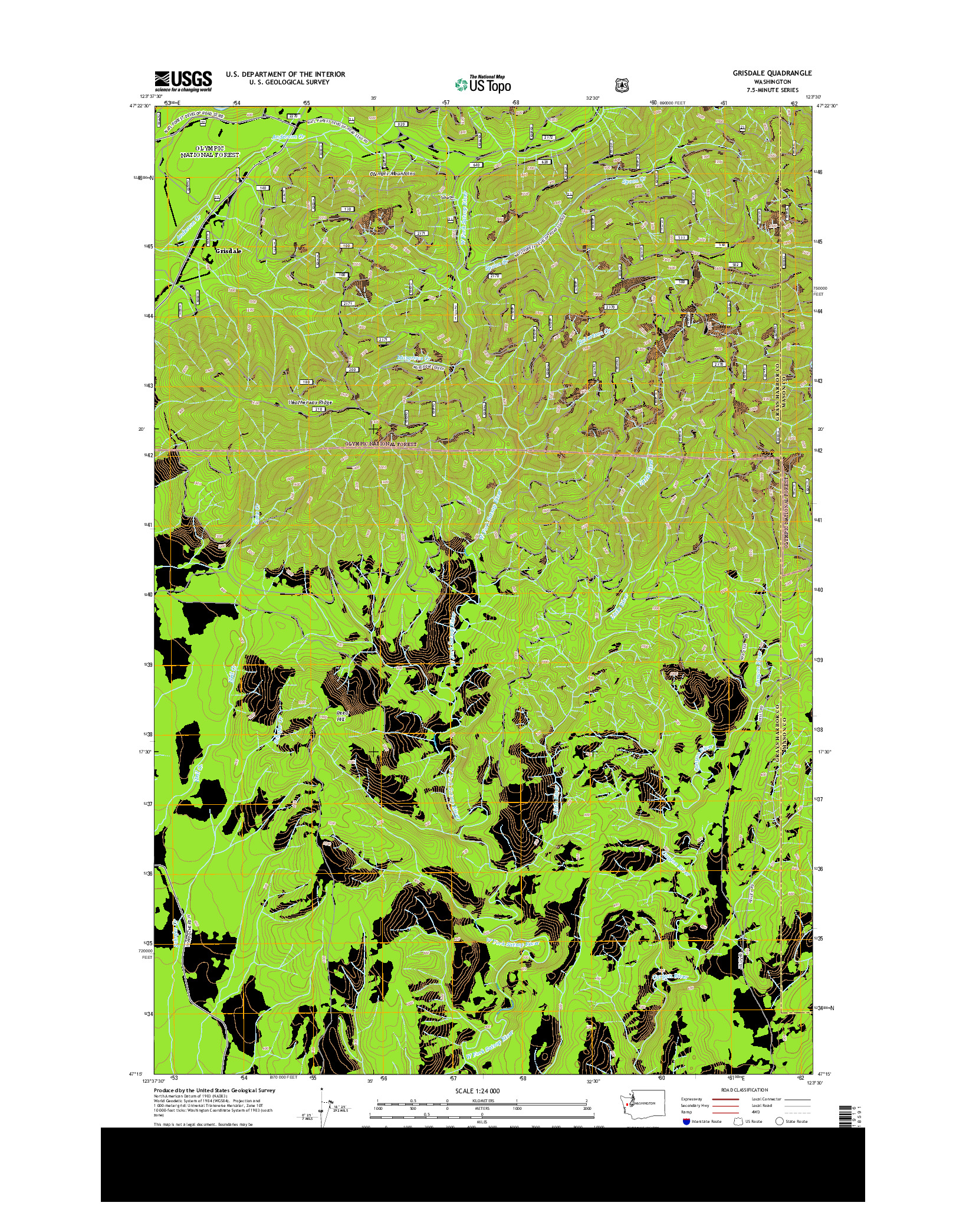 USGS US TOPO 7.5-MINUTE MAP FOR GRISDALE, WA 2014