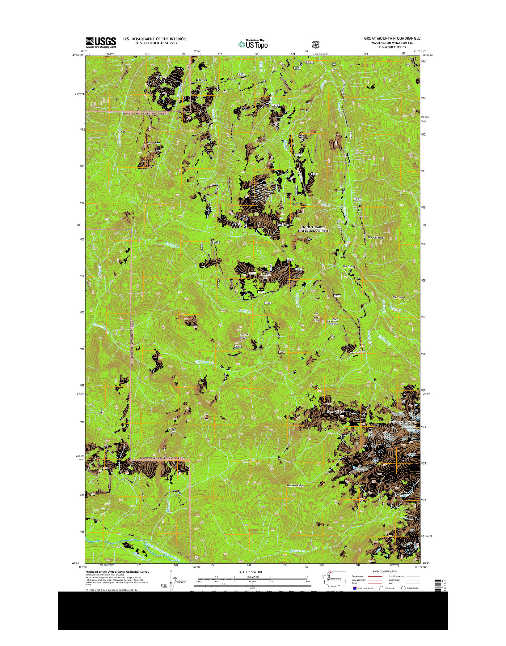 USGS US TOPO 7.5-MINUTE MAP FOR GROAT MOUNTAIN, WA 2014