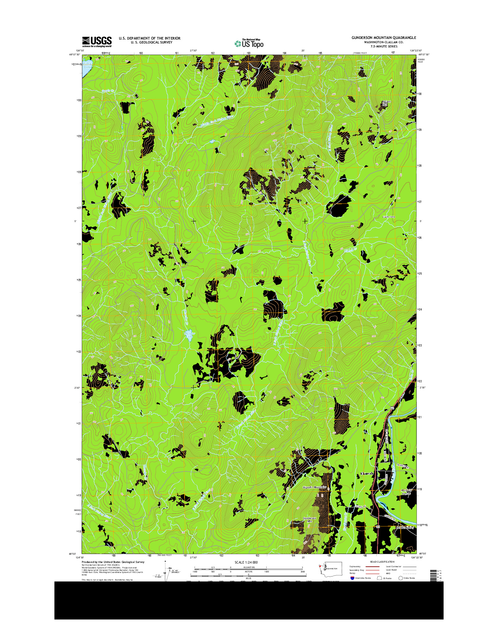 USGS US TOPO 7.5-MINUTE MAP FOR GUNDERSON MOUNTAIN, WA 2014