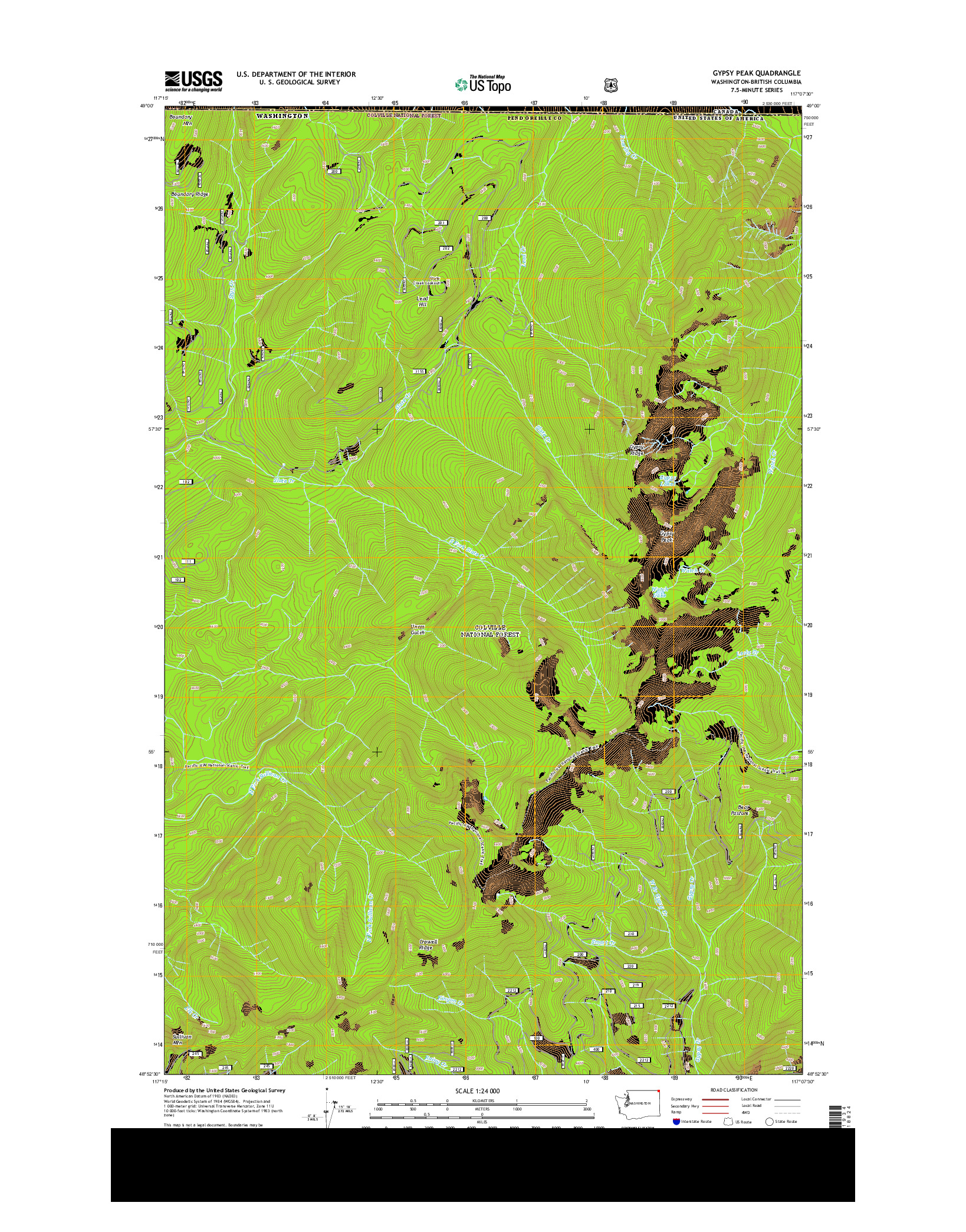 USGS US TOPO 7.5-MINUTE MAP FOR GYPSY PEAK, WA-BC 2014