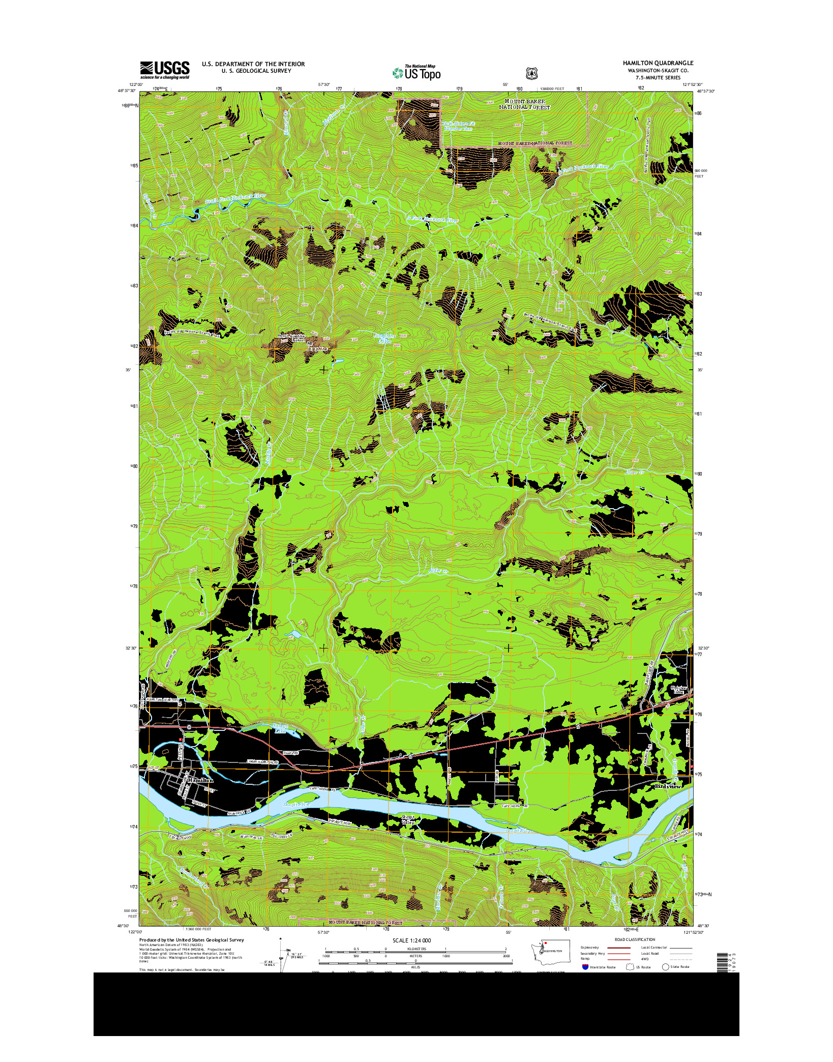 USGS US TOPO 7.5-MINUTE MAP FOR HAMILTON, WA 2014