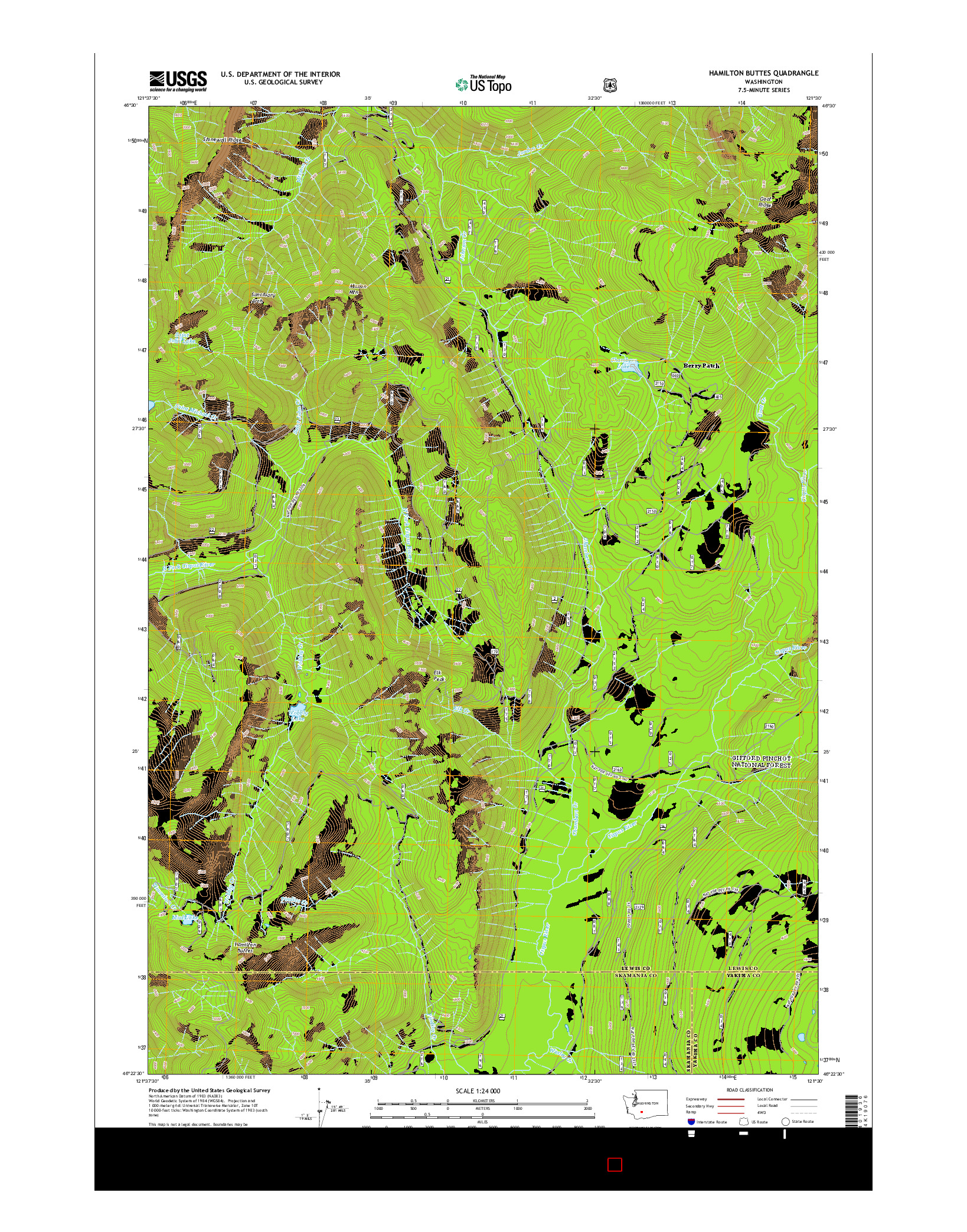 USGS US TOPO 7.5-MINUTE MAP FOR HAMILTON BUTTES, WA 2014