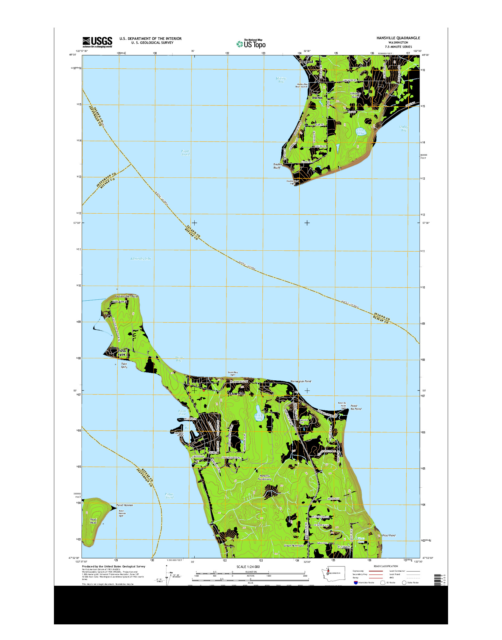 USGS US TOPO 7.5-MINUTE MAP FOR HANSVILLE, WA 2014