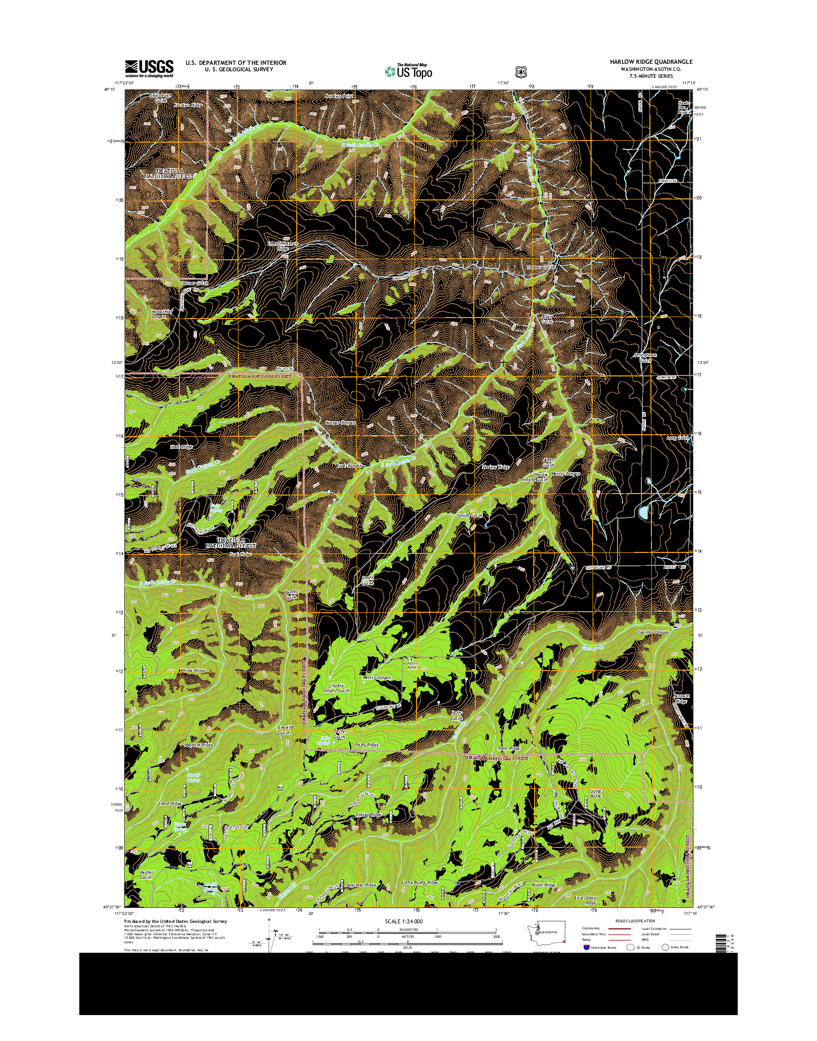 USGS US TOPO 7.5-MINUTE MAP FOR HARLOW RIDGE, WA 2014