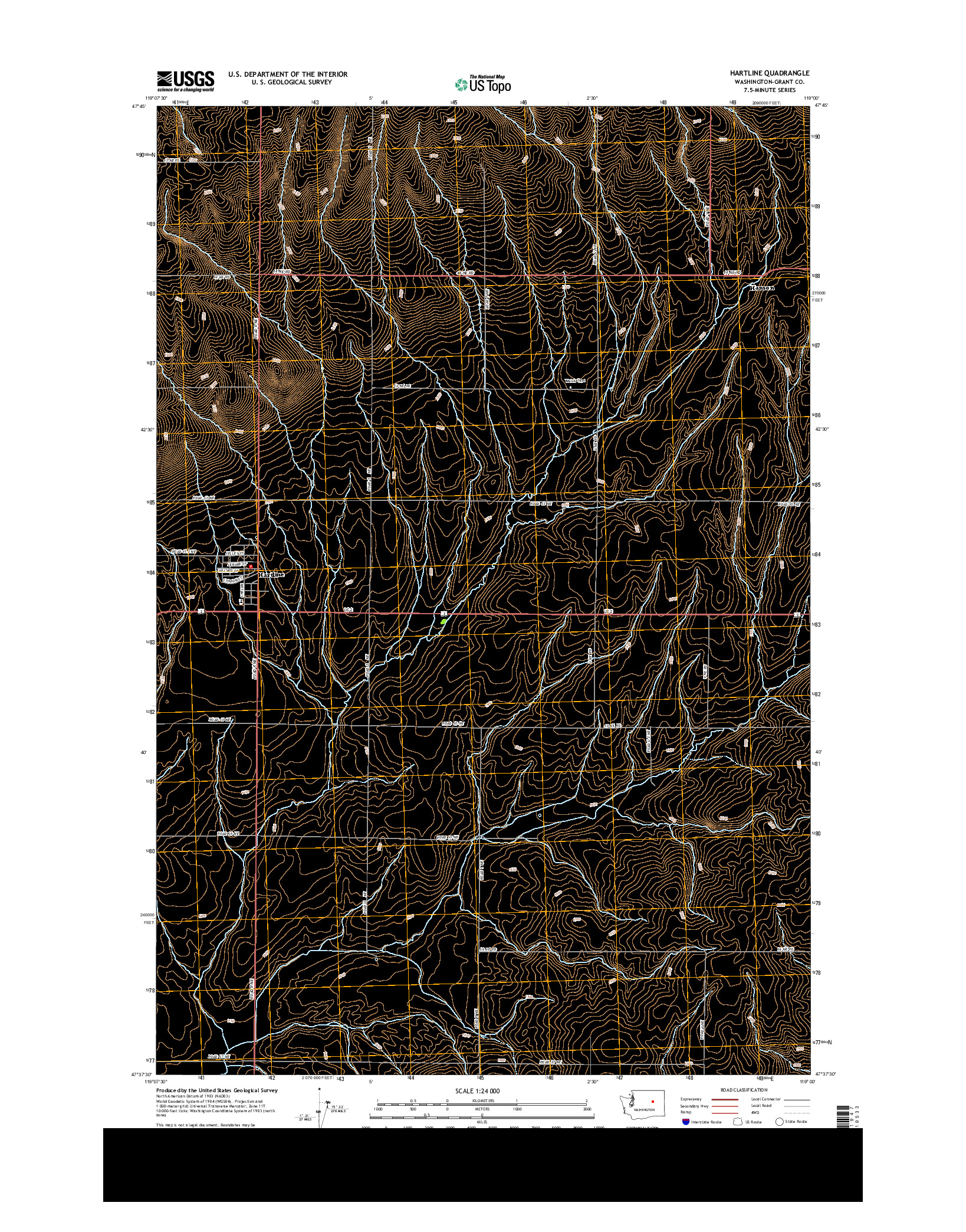 USGS US TOPO 7.5-MINUTE MAP FOR HARTLINE, WA 2014