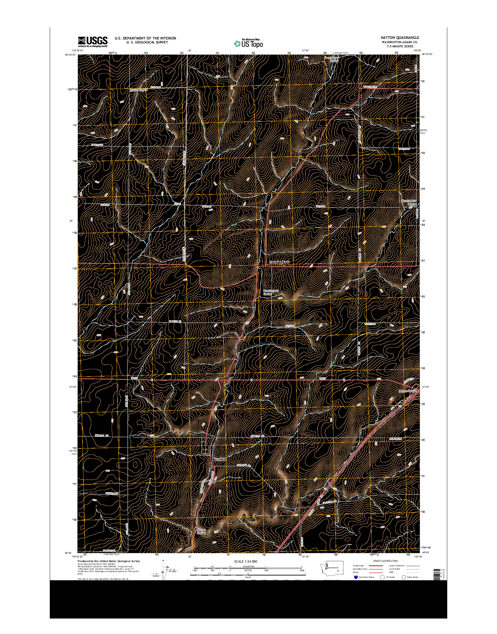 USGS US TOPO 7.5-MINUTE MAP FOR HATTON, WA 2014