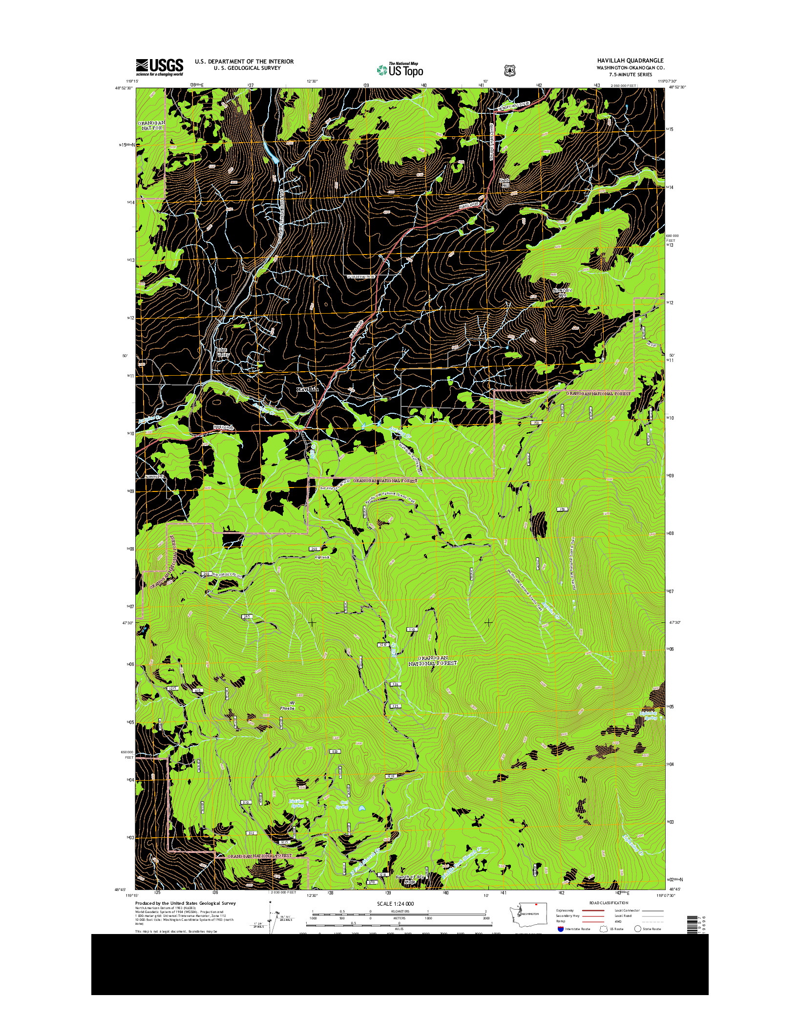 USGS US TOPO 7.5-MINUTE MAP FOR HAVILLAH, WA 2014