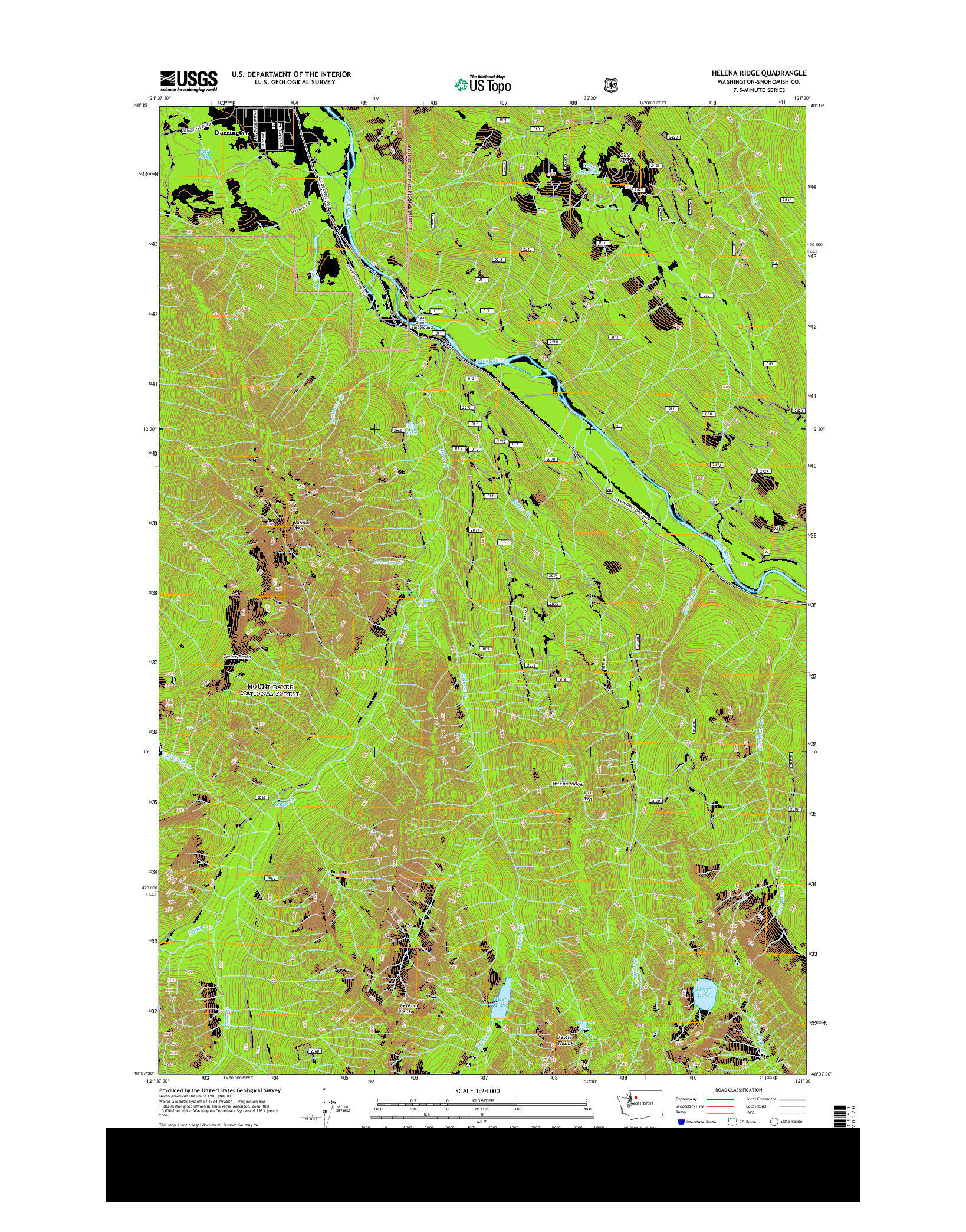 USGS US TOPO 7.5-MINUTE MAP FOR HELENA RIDGE, WA 2014